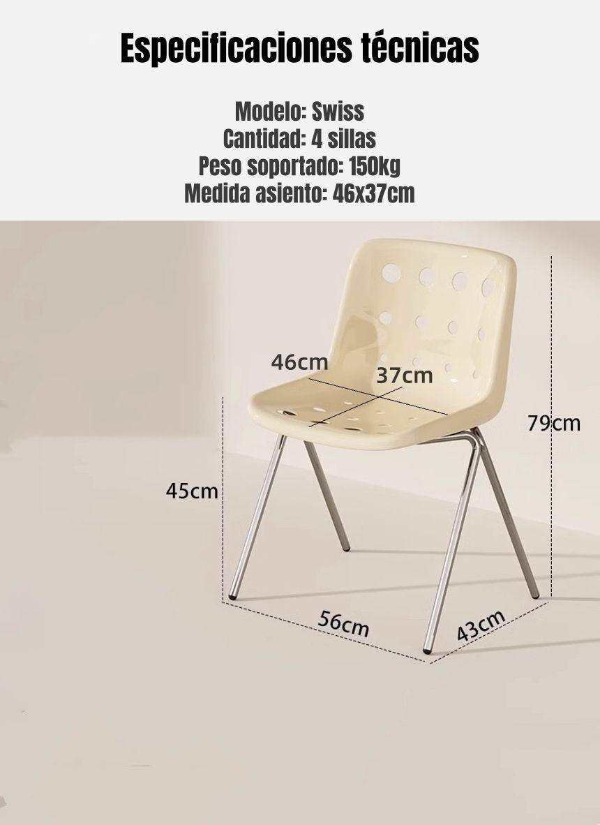 Set 4 Sillas De Comedor PP Swiss Crema By LuBabycas-7