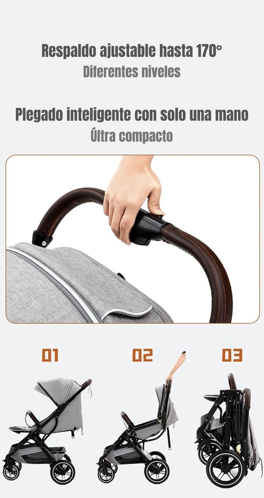 Coche de Paseo Con Cubre Pies LuBabycas Gris-3