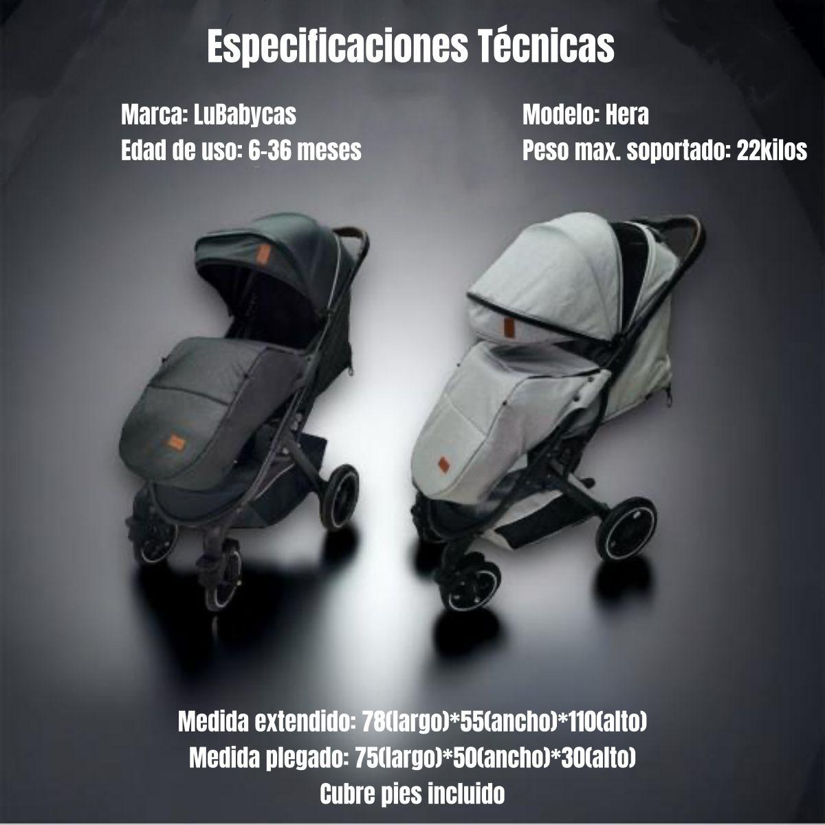 Coche de Paseo Con Cubre Pies LuBabycas Gris-7