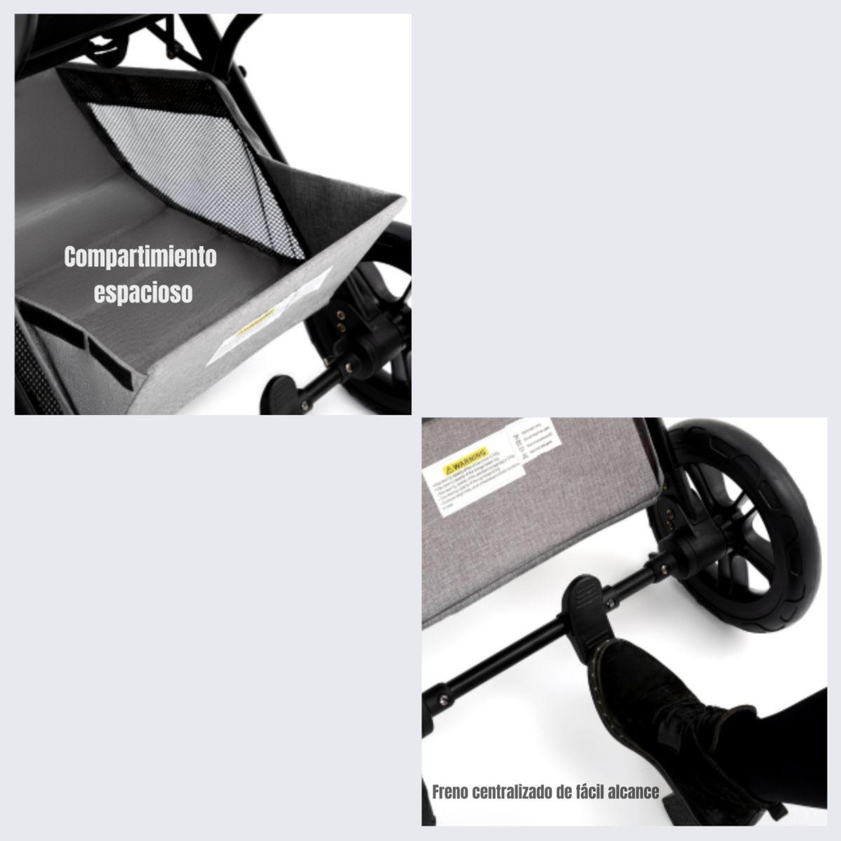 Coche de Paseo Con Cubre Pies LuBabycas Gris-4