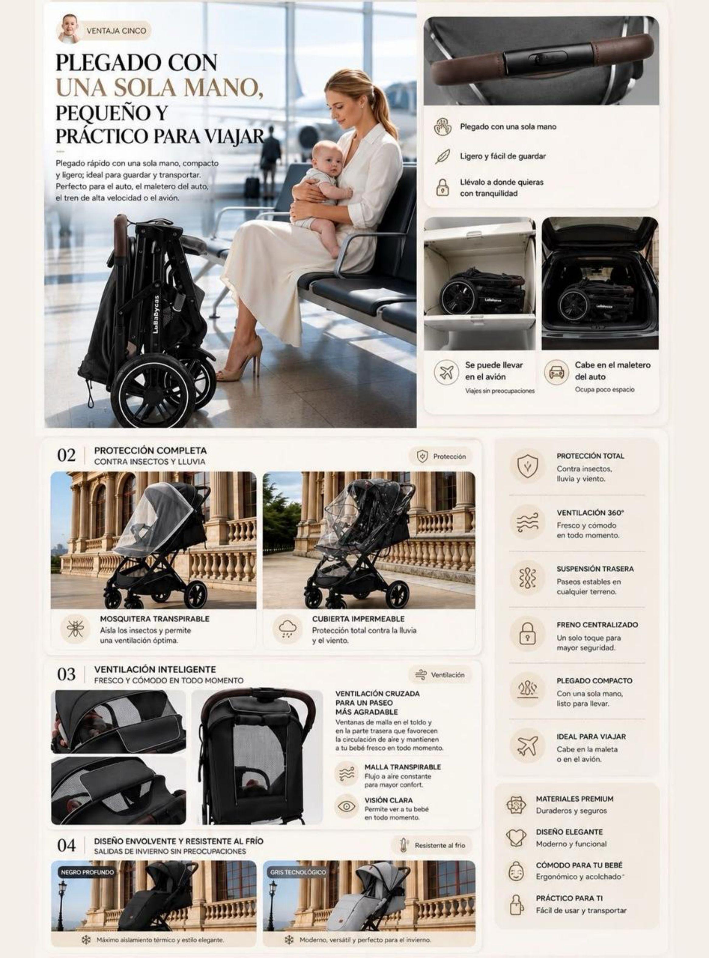 Coche de Paseo Bebé Con Cubre Pies Hera Gris LuBabycas-6