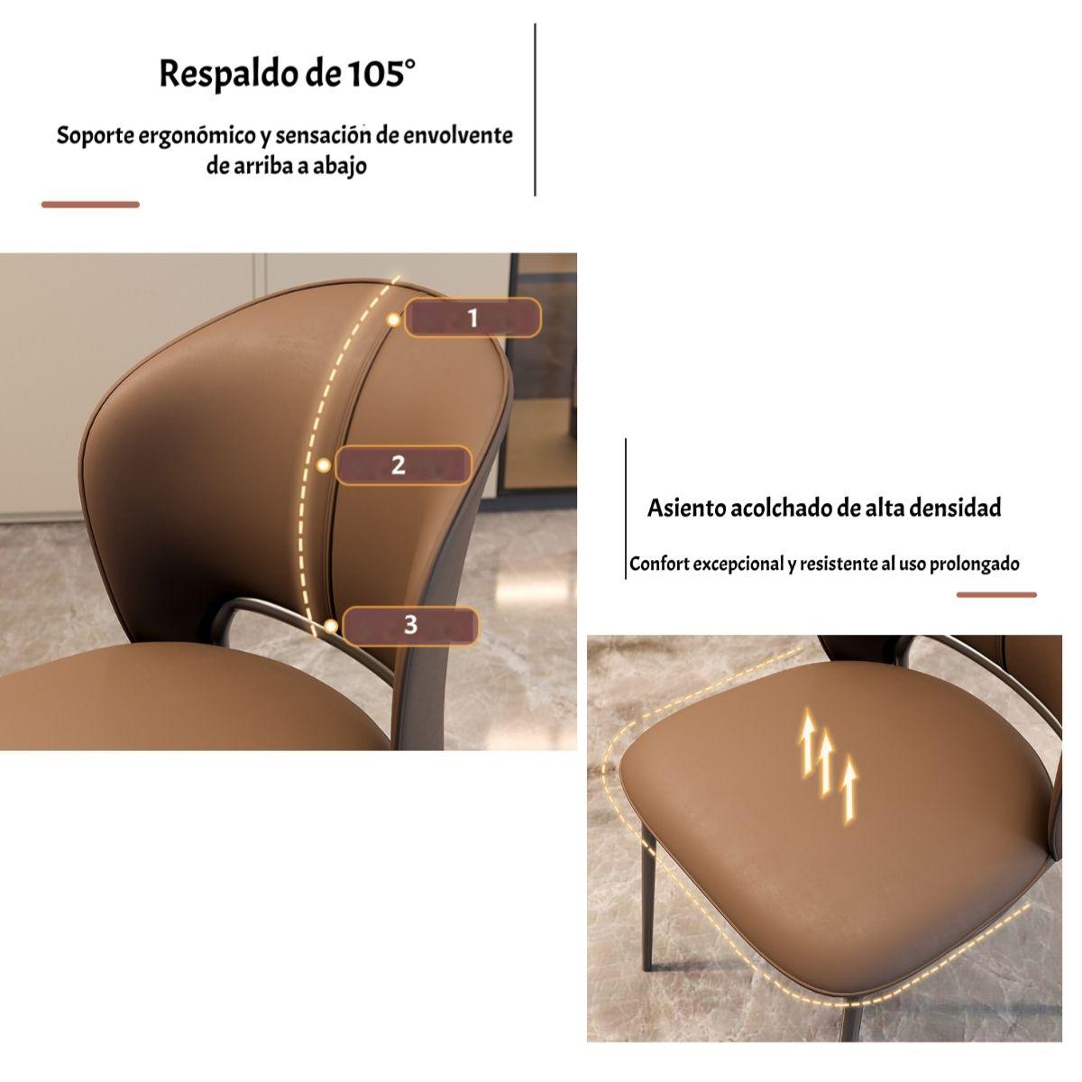 Pack 4 Sillas De Comedor Premium Ecocuero Deli Naranjas-3