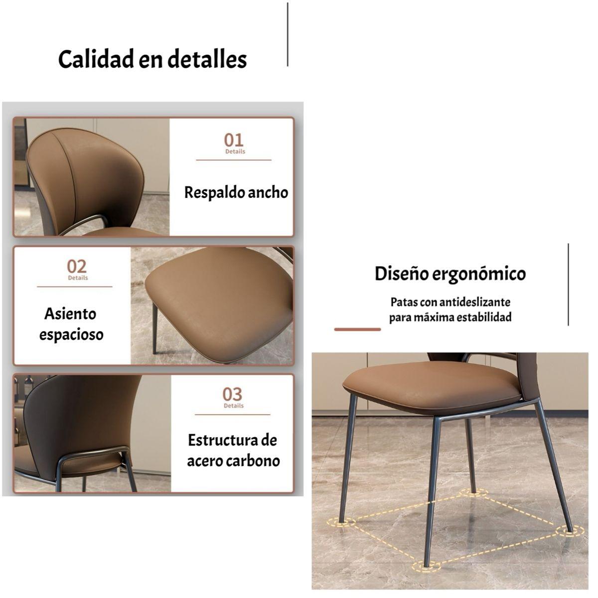 Pack 4 Sillas De Comedor Premium Ecocuero Deli Naranjas-4