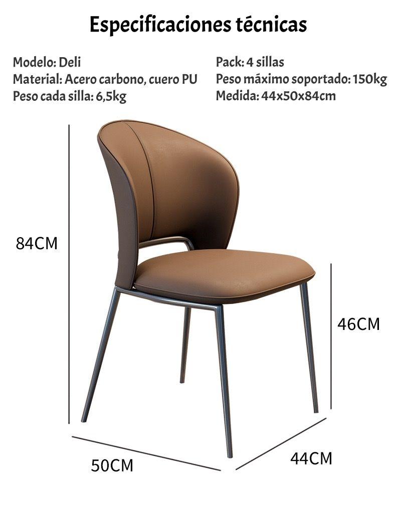 Pack 4 Sillas De Comedor Premium Ecocuero Deli Naranjas-7