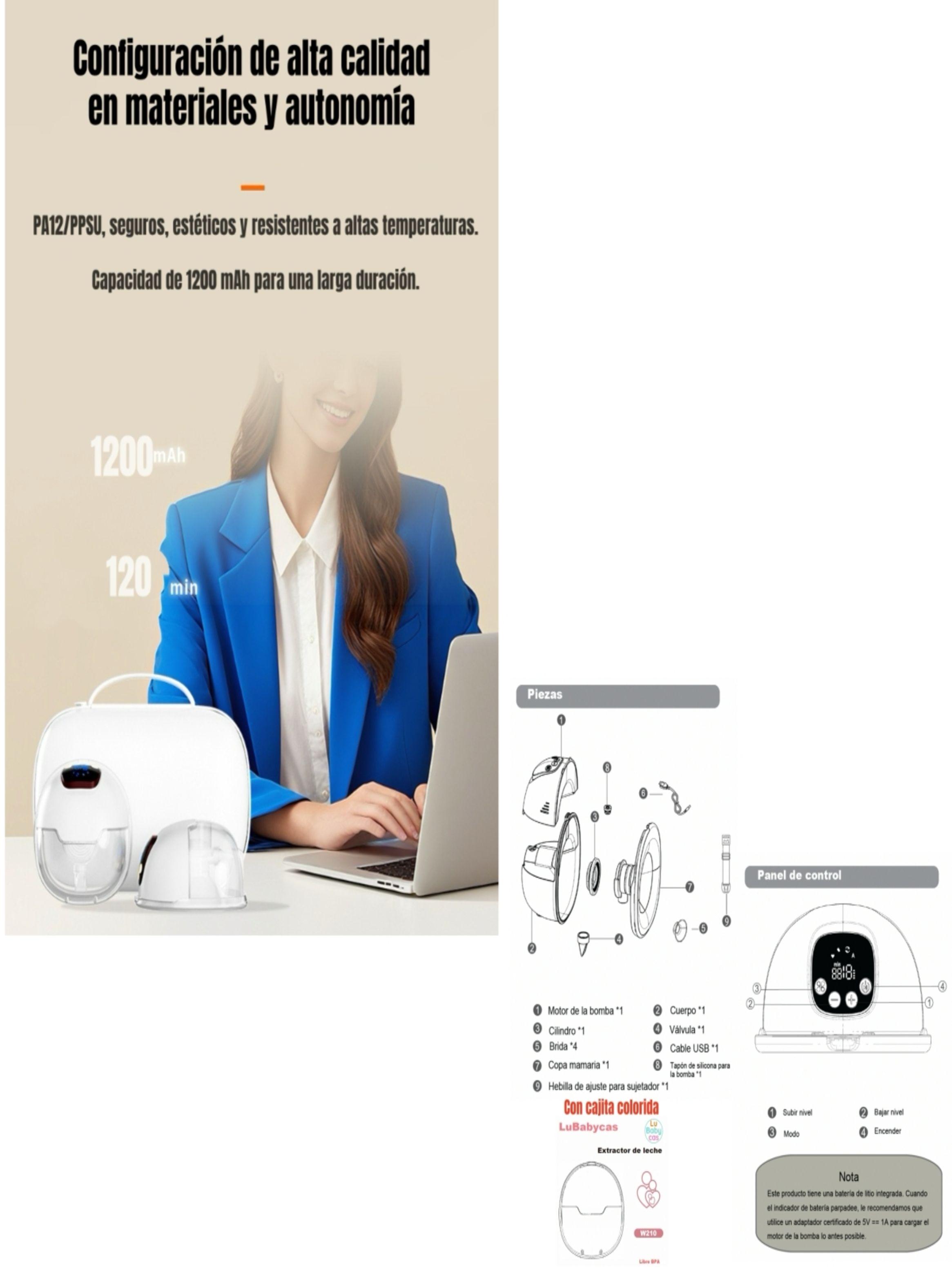 Extractor De Leche Eléctrico Portátil W210 LuBabycas-6
