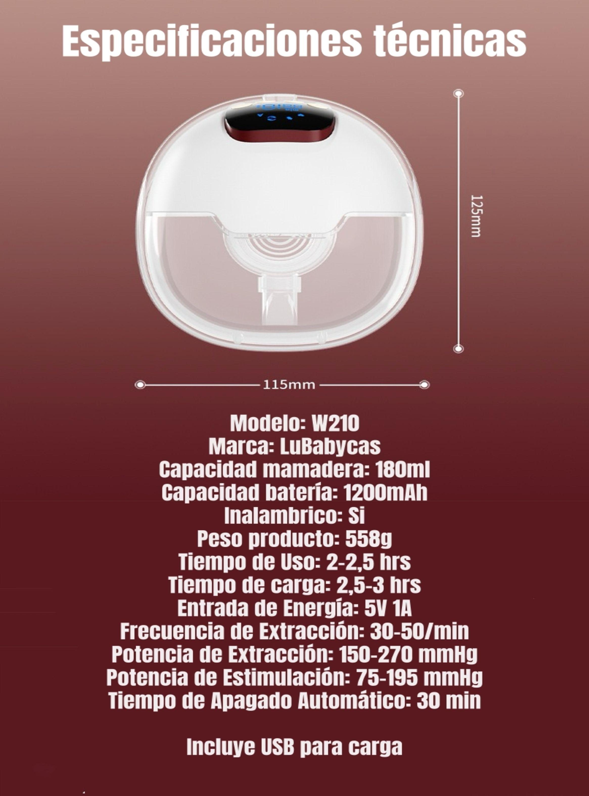 Extractor De Leche Eléctrico Portátil W210 LuBabycas-7