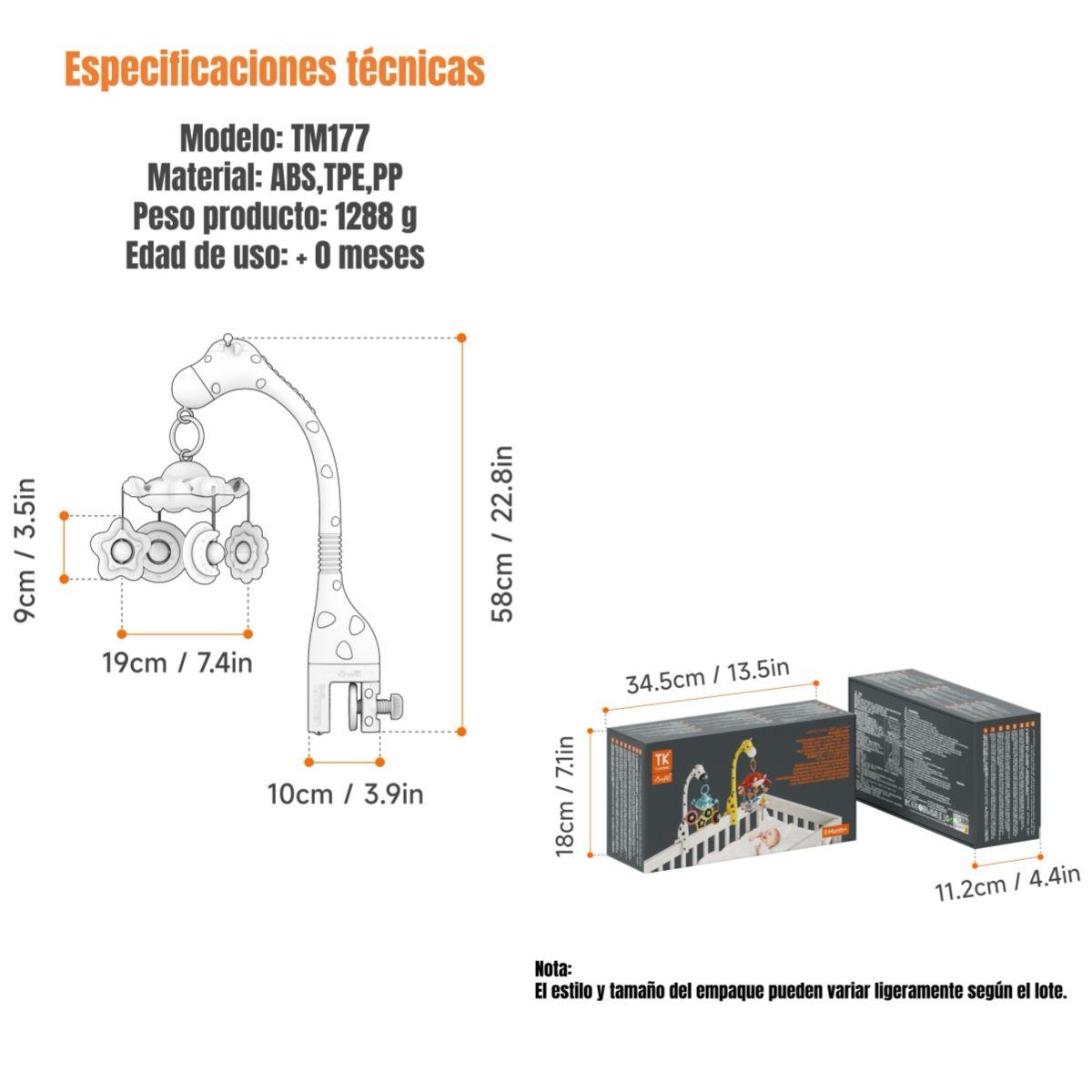 Móvil Y Proyector Luz Espanta Cuco Control TM177 LuBabycas-7
