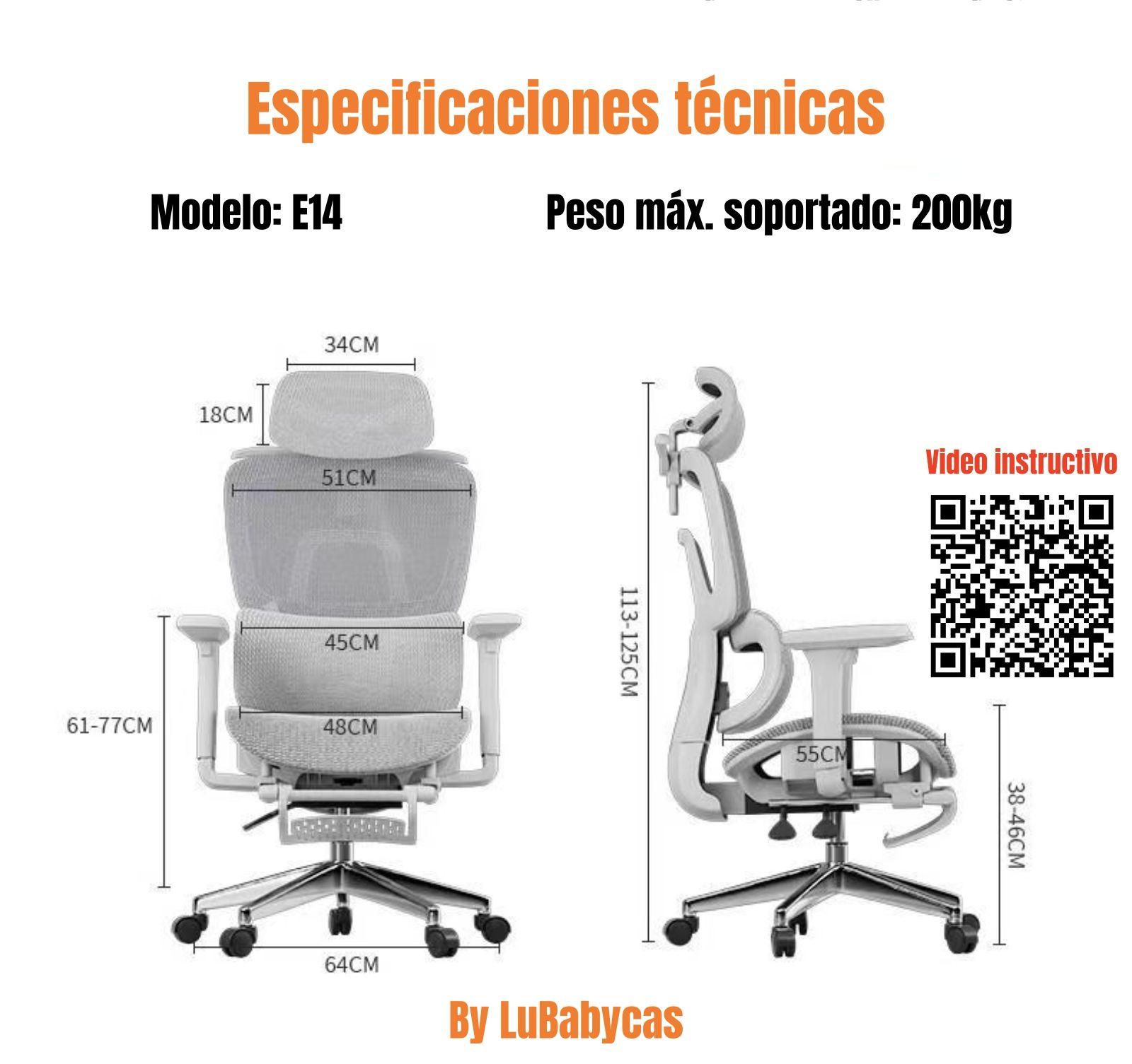 Silla De Escritorio Reclinable E14 Gris By LuBabycas-7