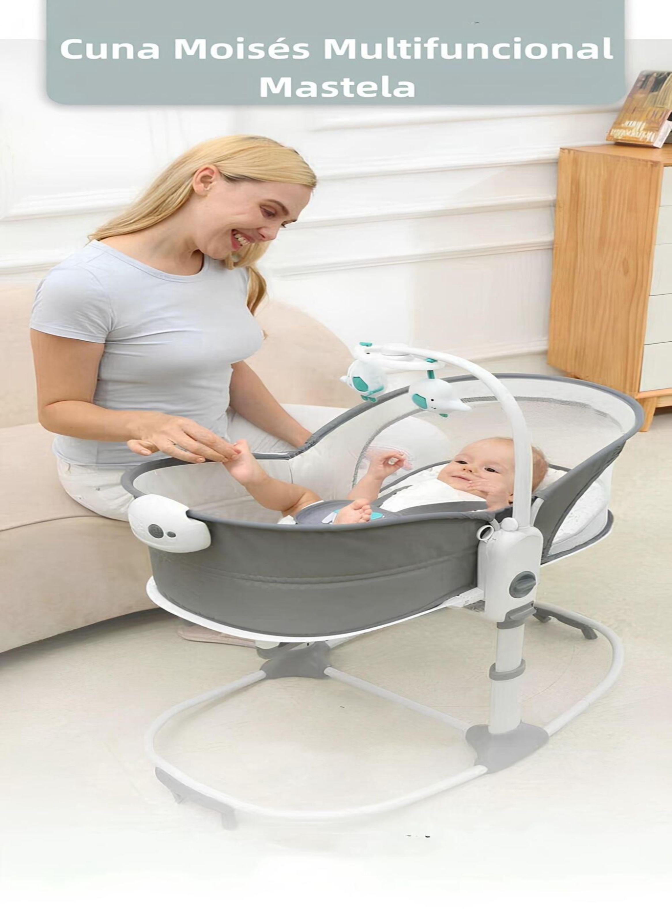 Cuna Moisés Columpio Vibración 2 En 1 Mastela Gris LuBabycas-2