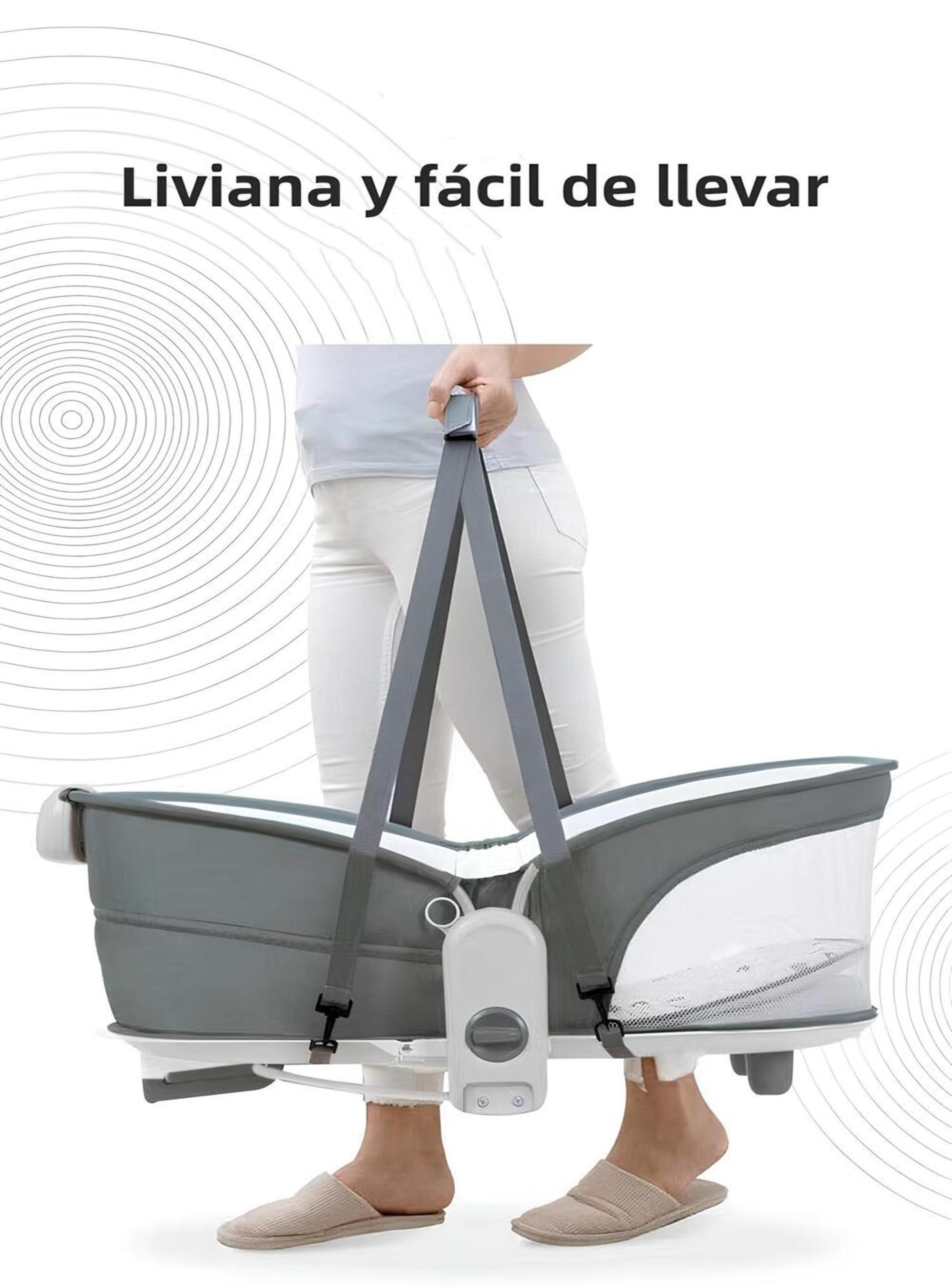 Cuna Moisés Columpio Vibración 2 En 1 Mastela Gris LuBabycas-5