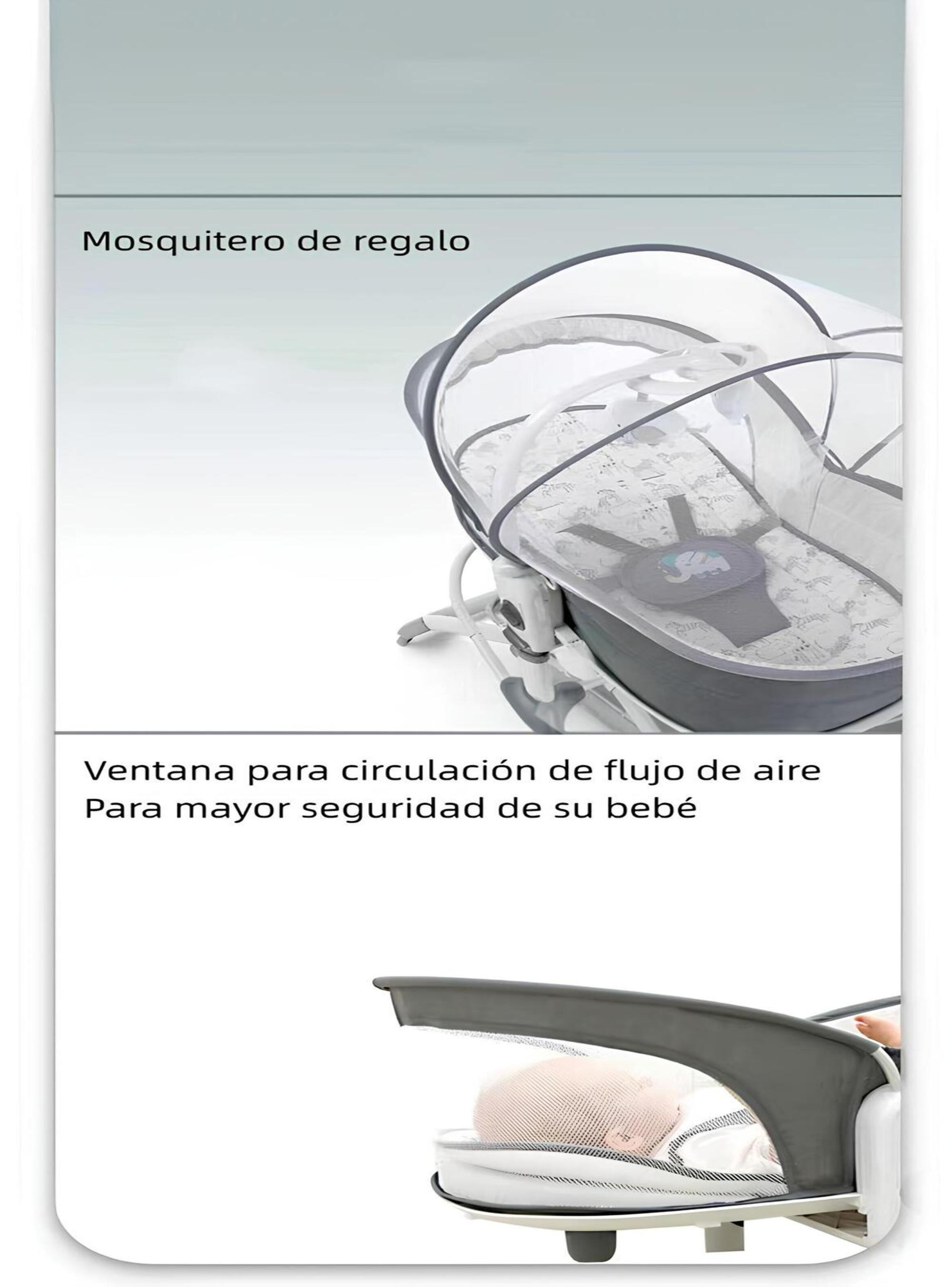 Cuna Moisés Columpio Vibración 2 En 1 Mastela Gris LuBabycas-6