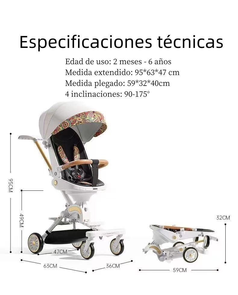 Coche De Paseo 360° 3 En 1 Reclinable Lubabycas Blanco-7