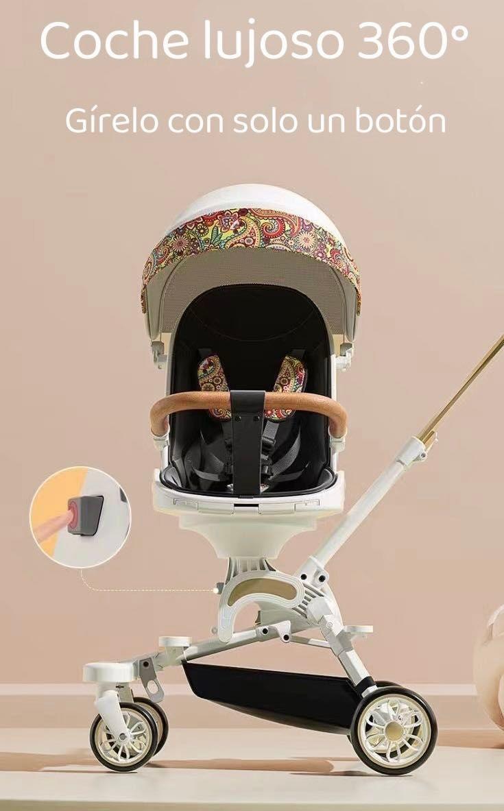 Coche De Paseo 360° 3 En 1 Reclinable Lubabycas Blanco-2