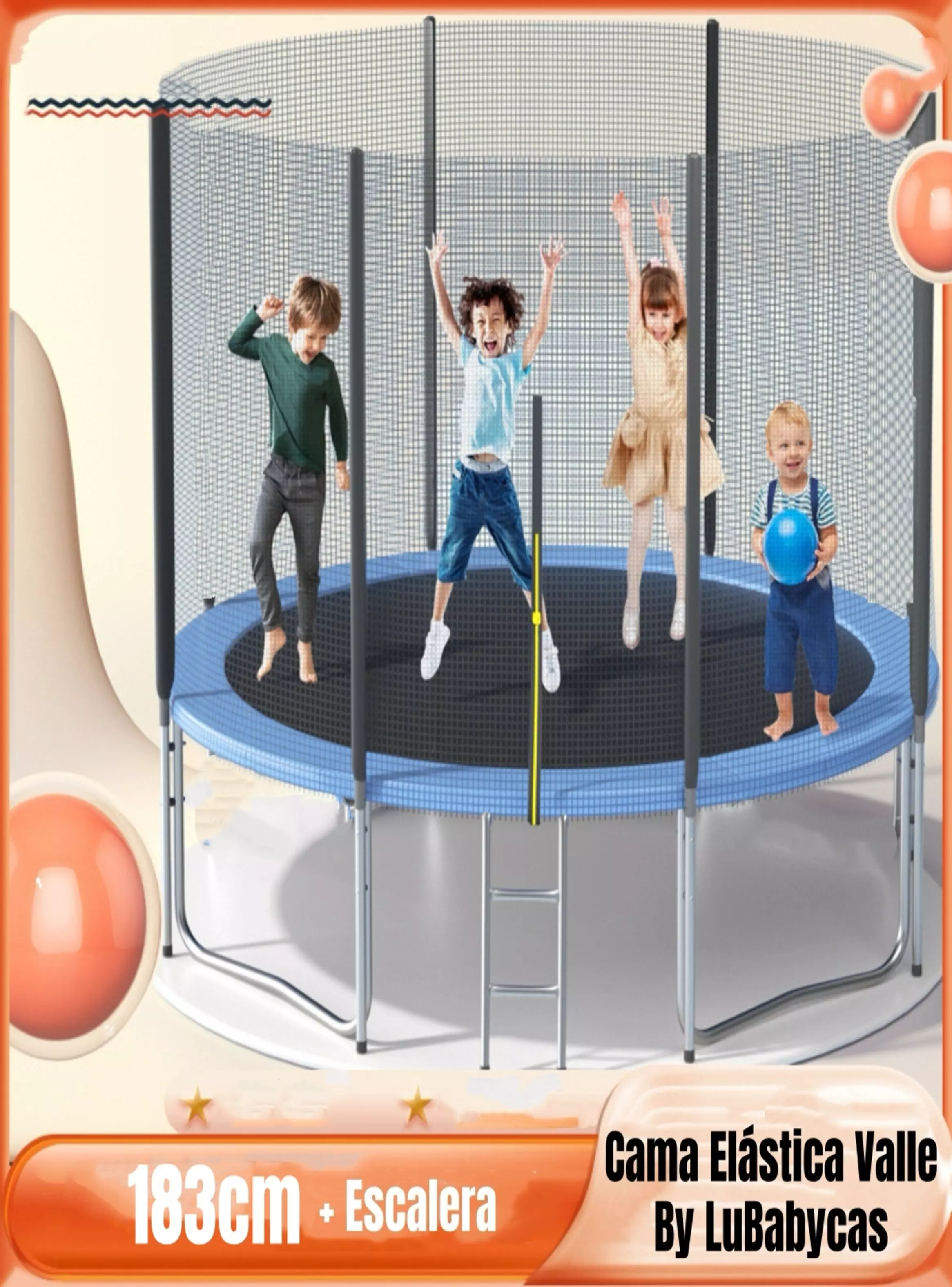 Cama Elástica Trampoline LuBabycas 183cm Escalera Valle-2