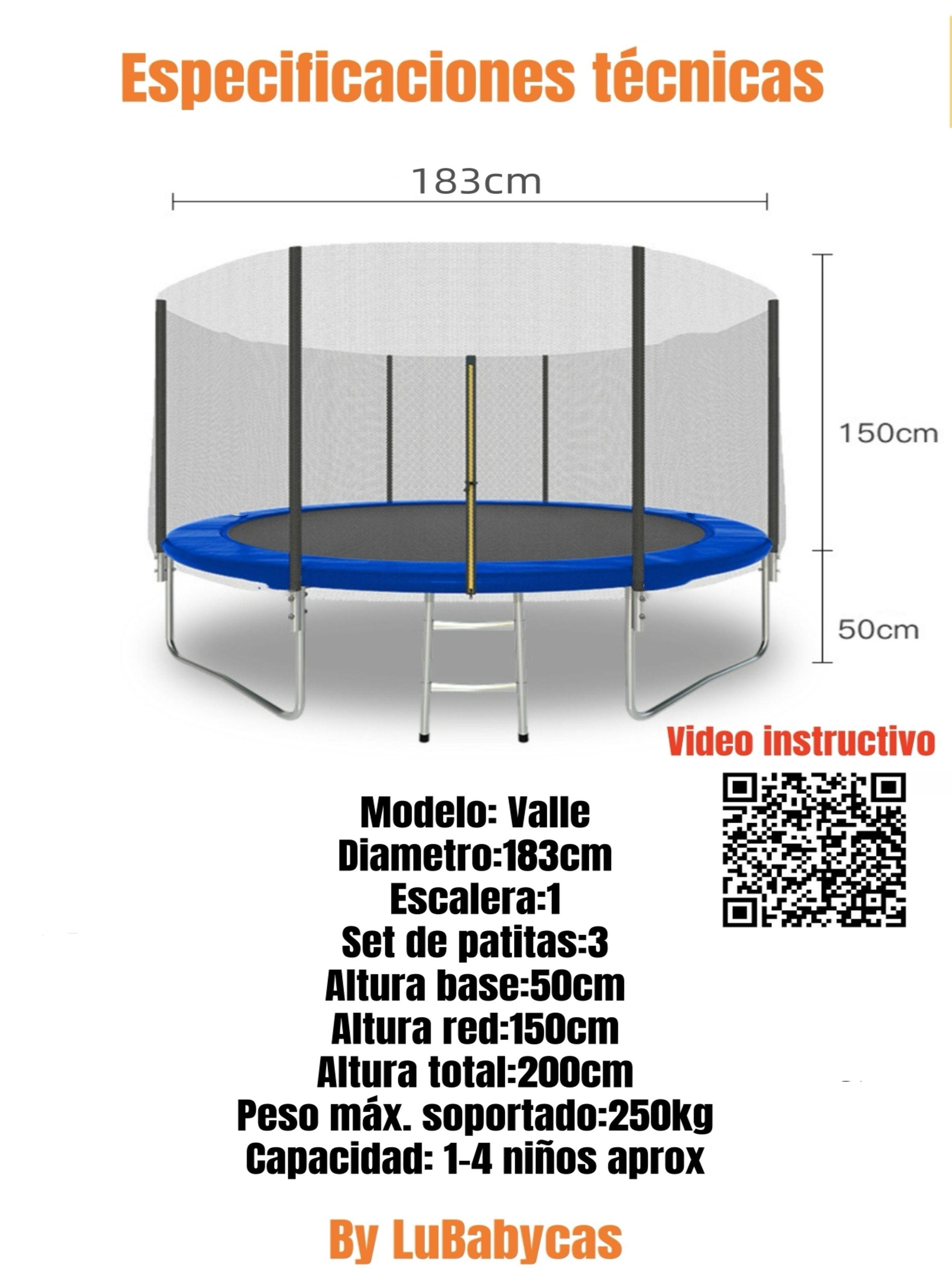 Cama Elástica Trampoline LuBabycas 183cm Escalera Valle-8