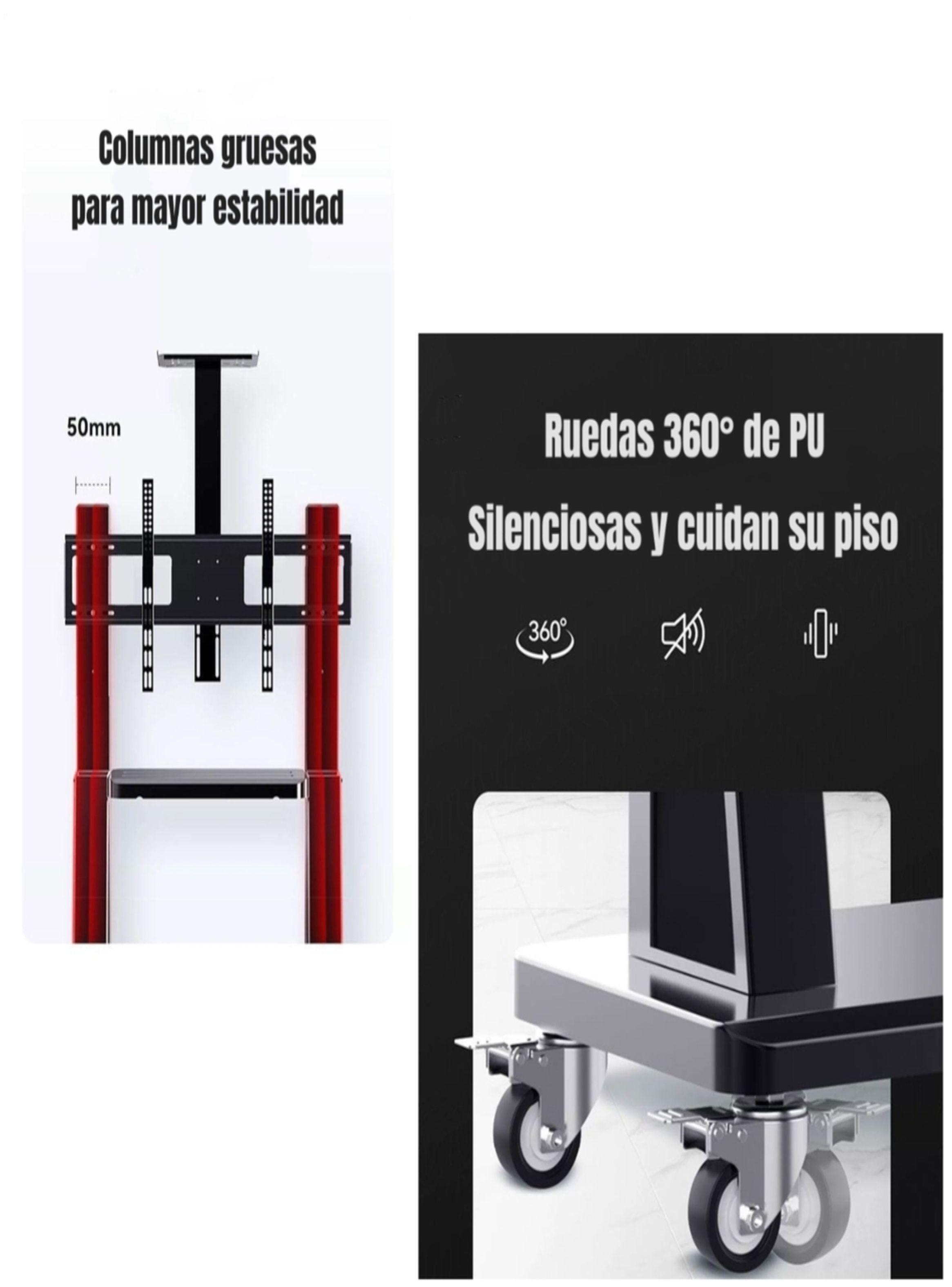 Soporte TV Rack Pedestal 32”-75” Con Ruedas Portatil-5