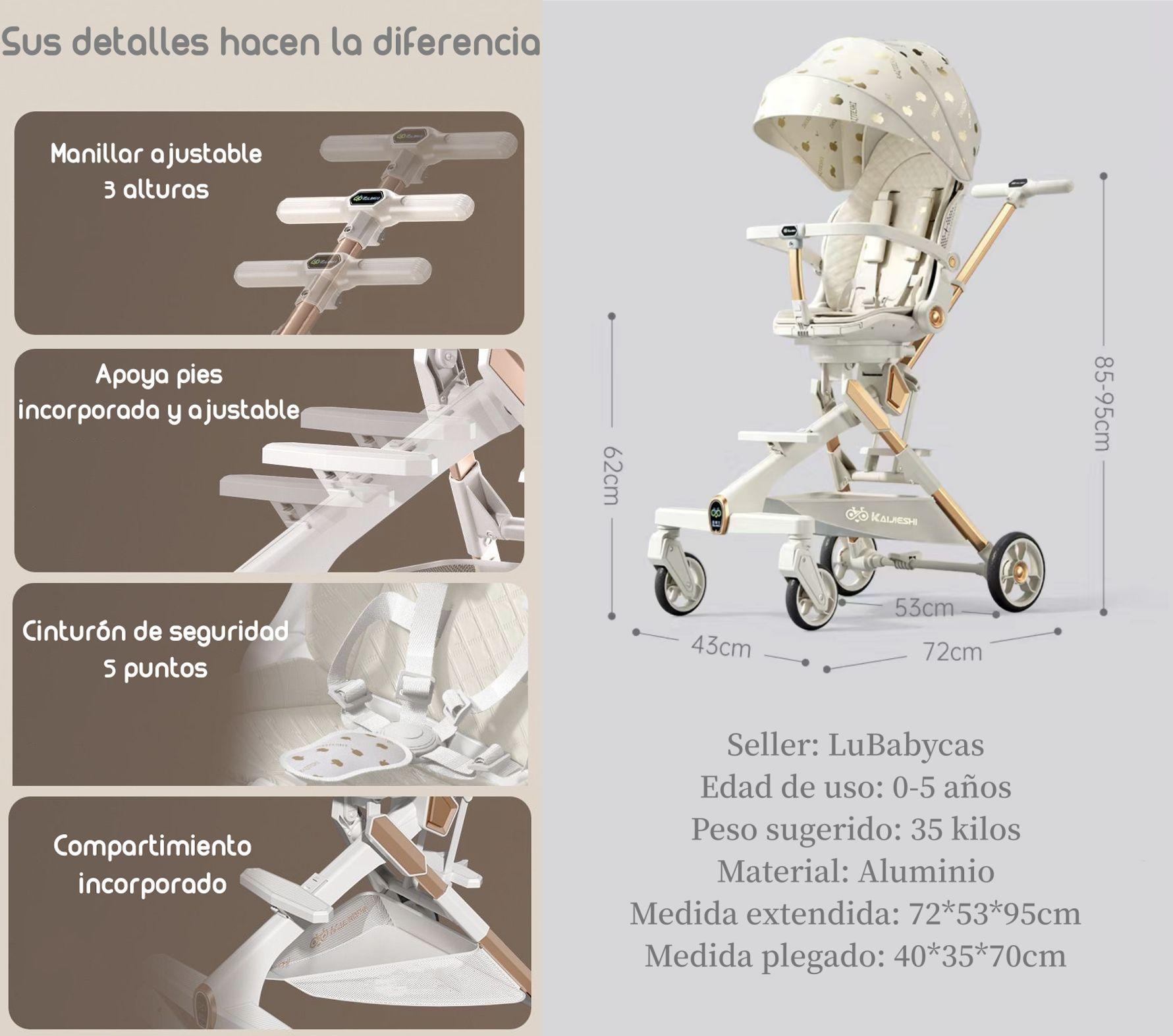 Coche De Paseo 360° Con Mesita Lubabycas Rosado-7