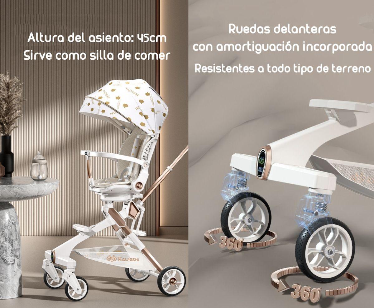 Coche De Paseo 360° Con Mesita Lubabycas Rosado-5