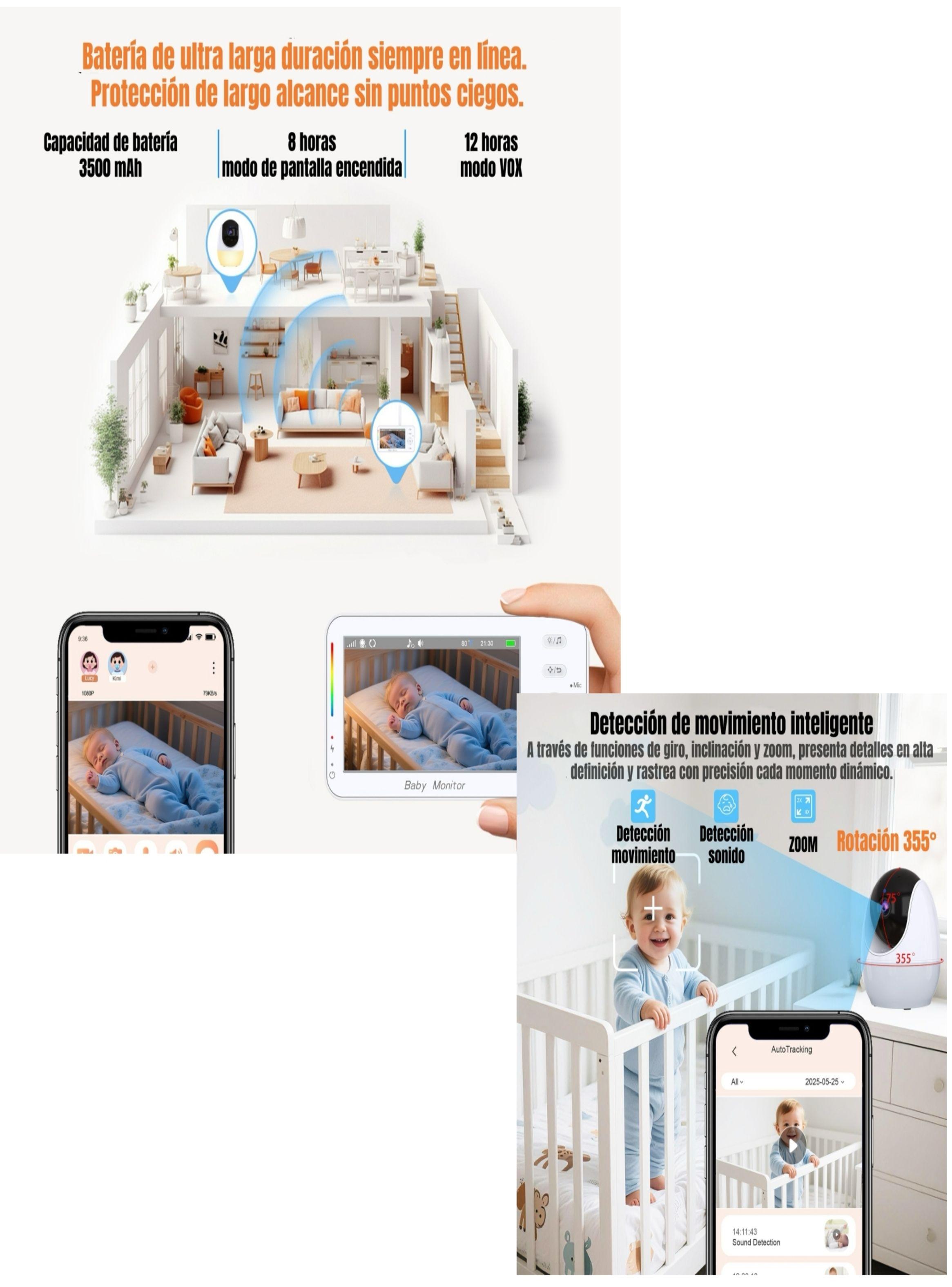 Cámara Monitor LuBabycas Con APP Luz 4,3″1080P ABM206-5