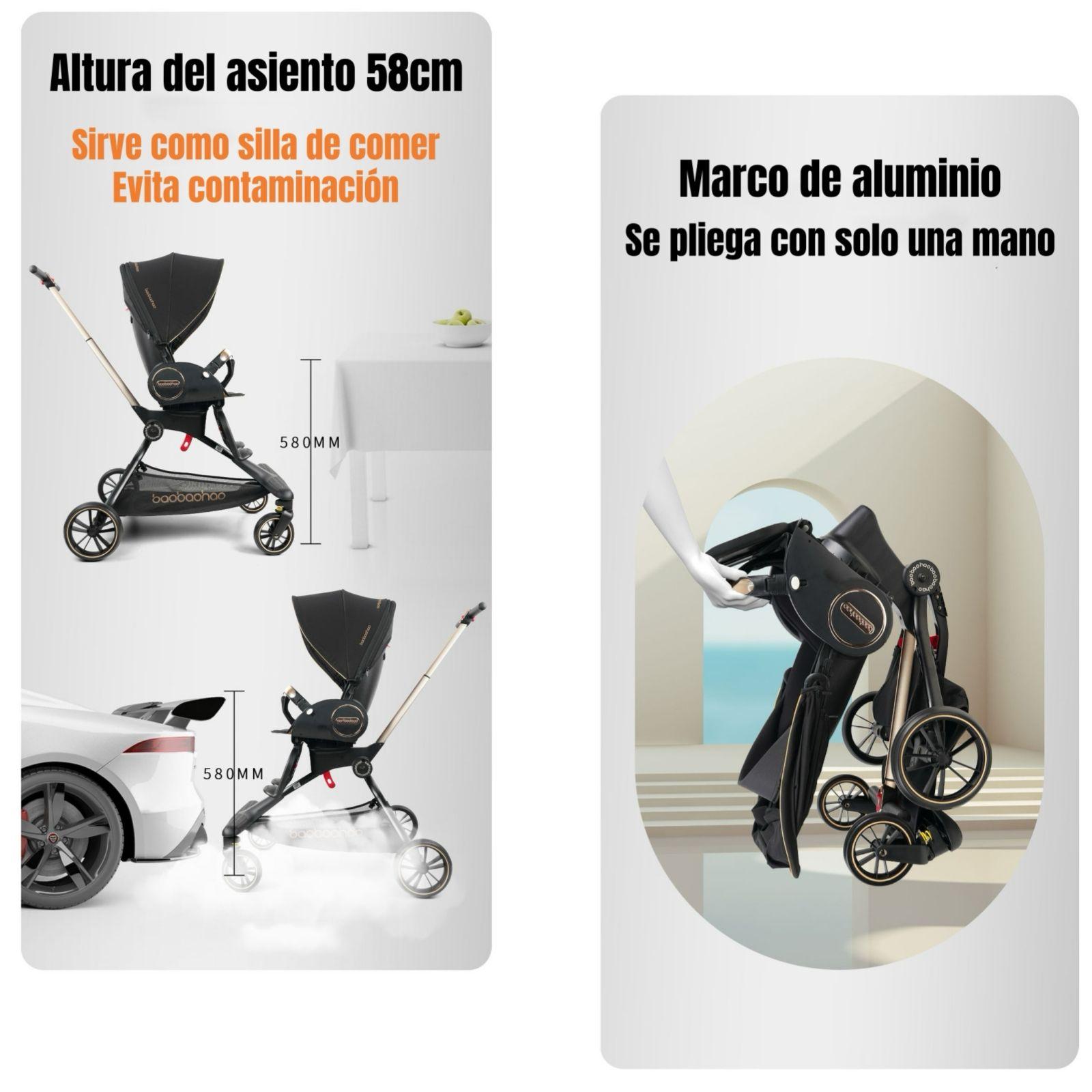 Coche De Paseo 360° Reclinable Astra Negro LuBabycas-2