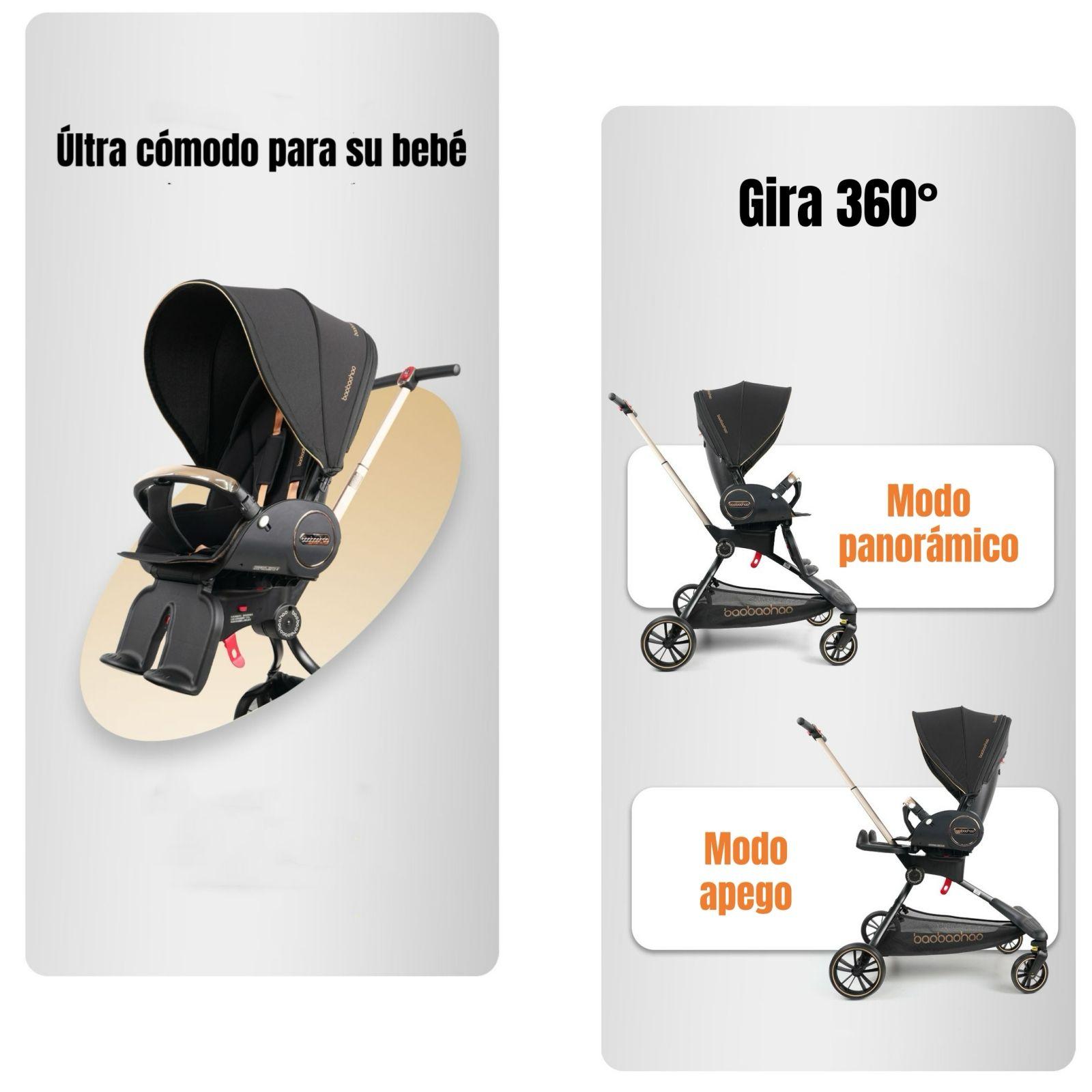 Coche De Paseo 360° Reclinable Astra Negro LuBabycas-3