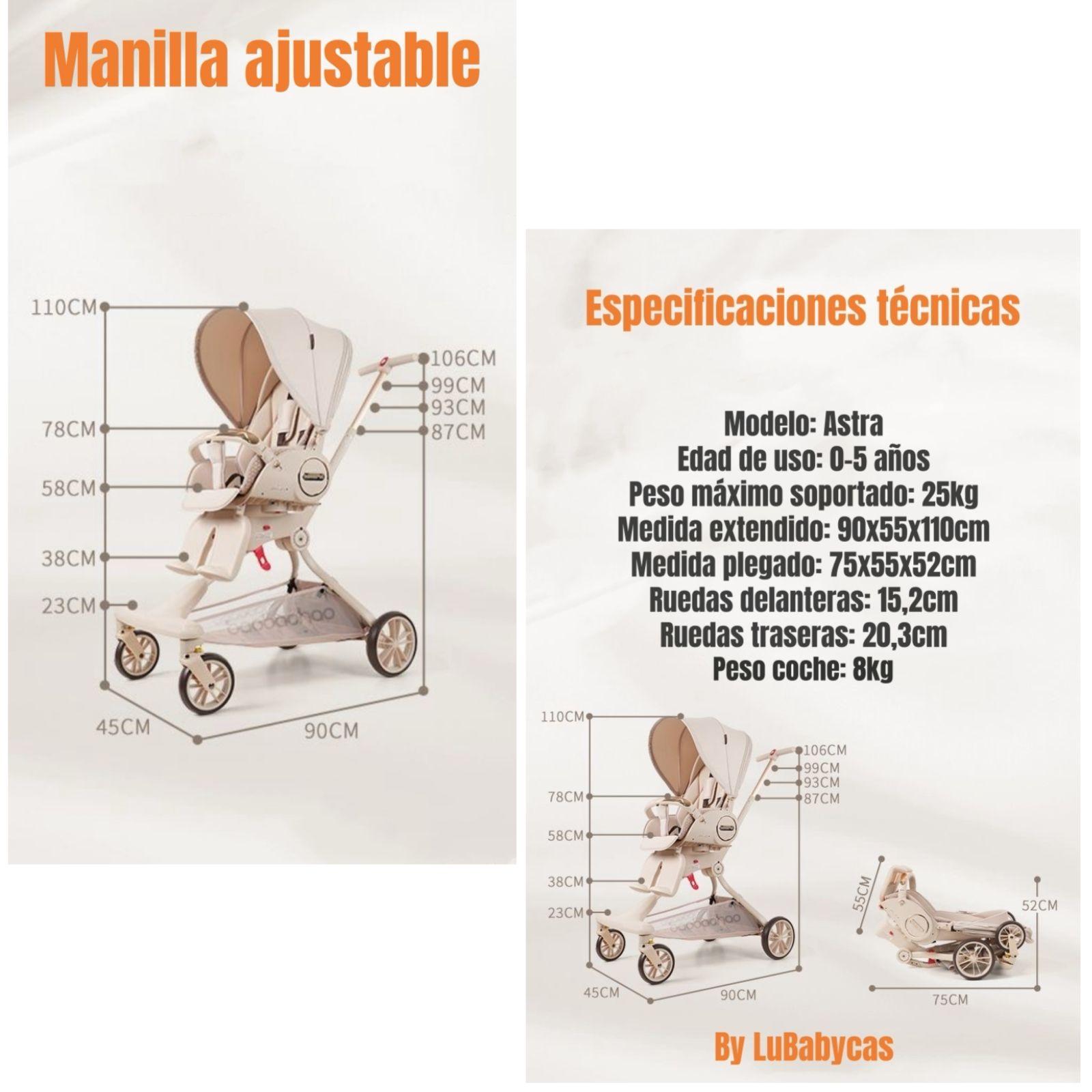 Coche De Paseo 360° Reclinable Astra Negro LuBabycas-7