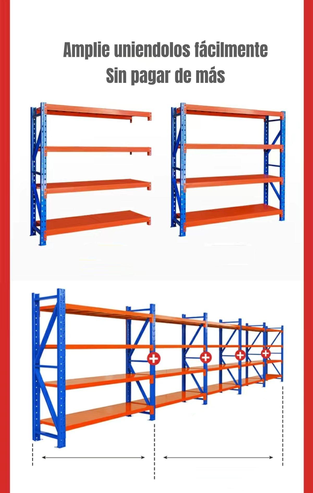 Estantes Metalicos 200*60*200cm Azul Naranjo 800 kilos-3