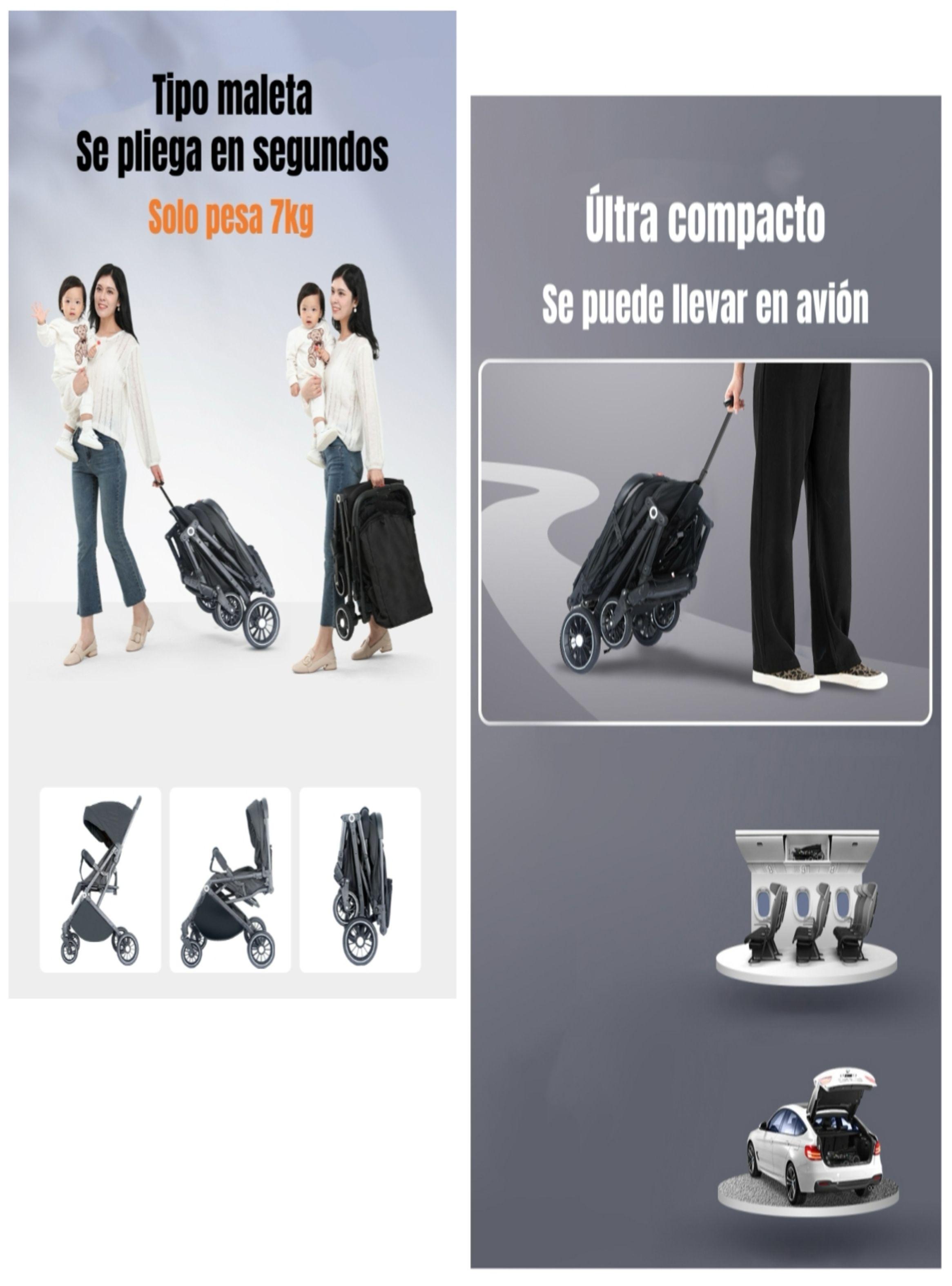 Coche De Paseo Maleta Compacto 0-3 Años Tour Negro LuBabycas-6