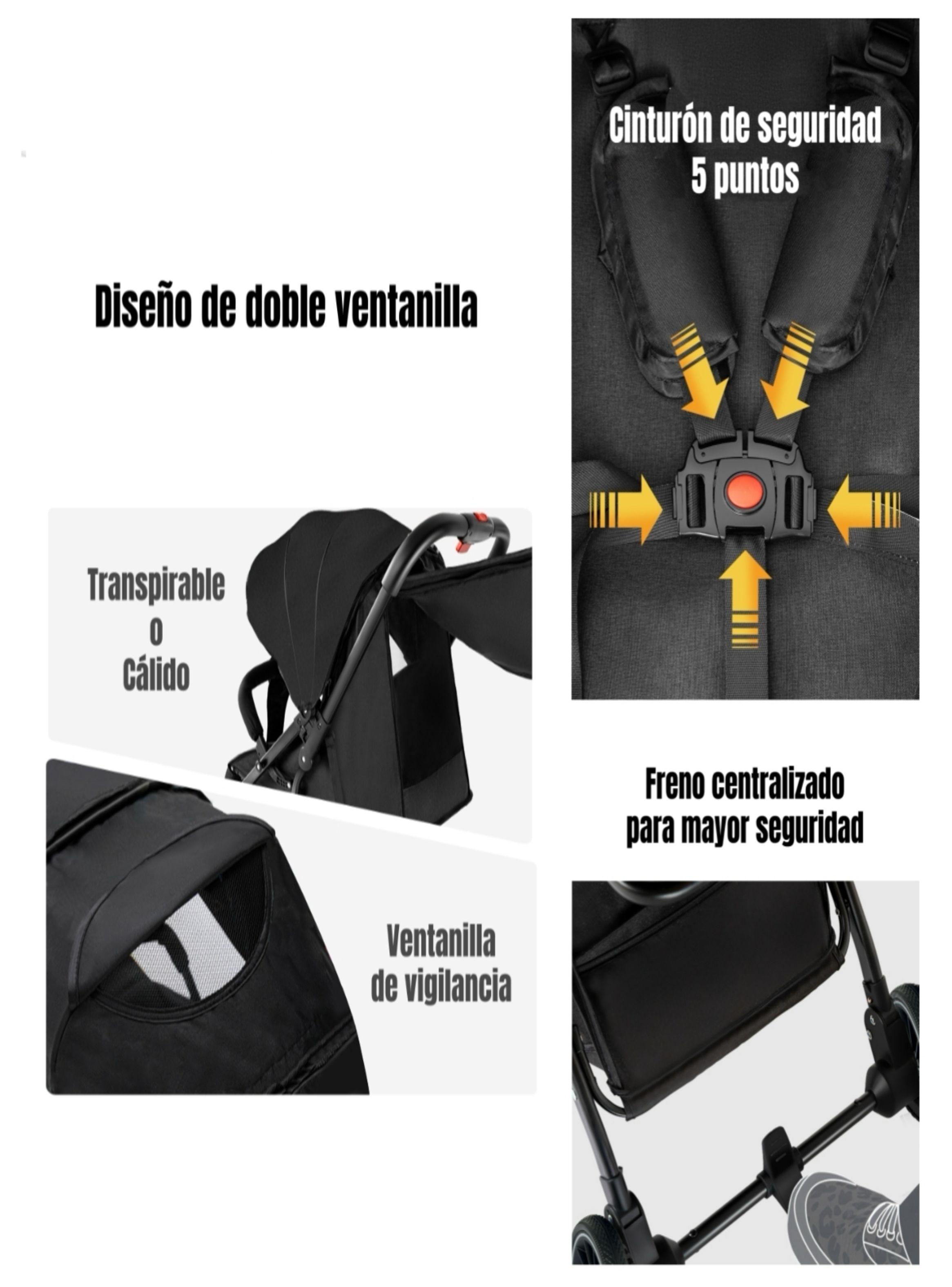 Coche De Paseo Maleta Compacto 0-3 Años Tour Negro LuBabycas-7