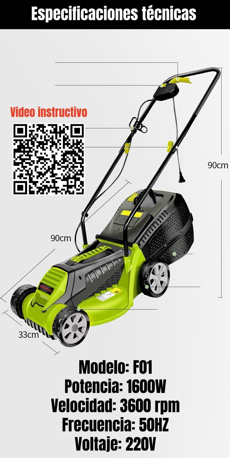 Cortadora De Pasto Eléctrica 1600W 3600RPM F01-7