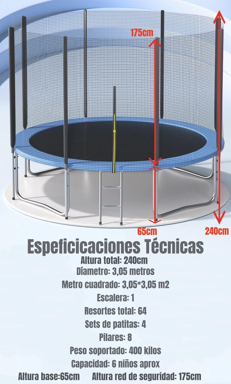Cama Elástica 305cm Últra Resistente Con Escalera LuBabycas-6