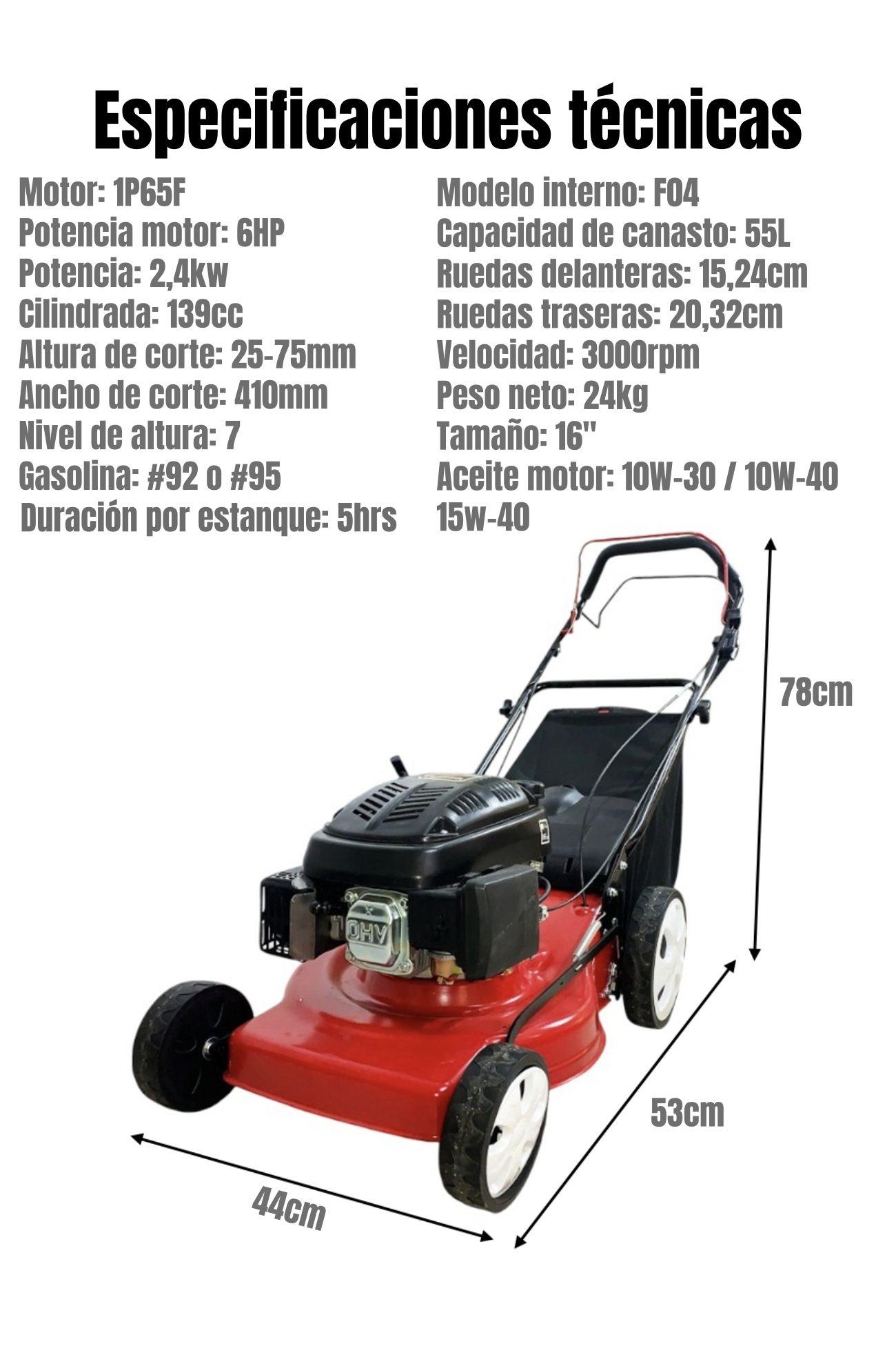 Cortadora De Pasto A Gasolina 16" 6HP 41cm 139cc F04-6