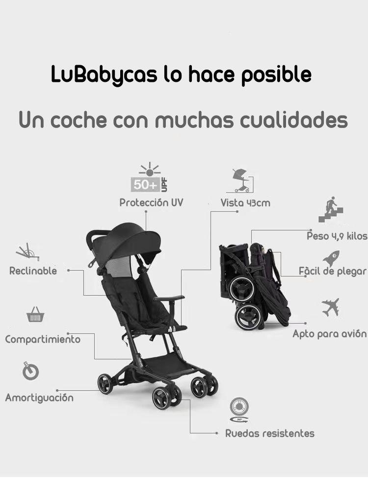 Coche De Paseo Premium Últra Compacto Lubabycas Negro-3