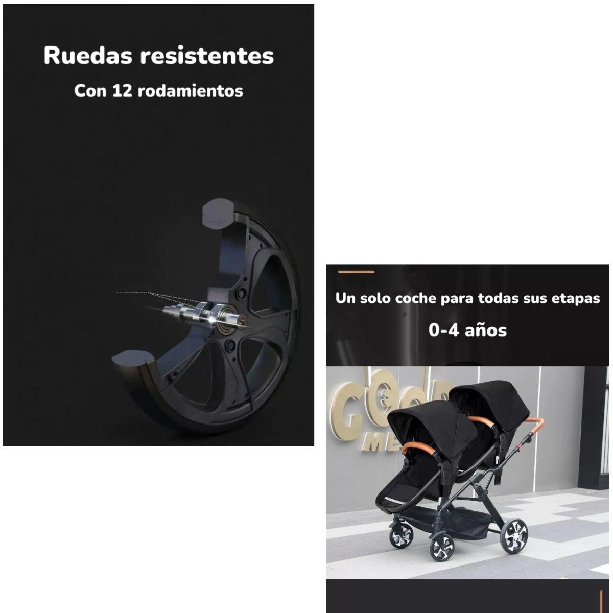 Coche Cuna Doble Multiposiciones Compacto Negro By LuBabycas-5