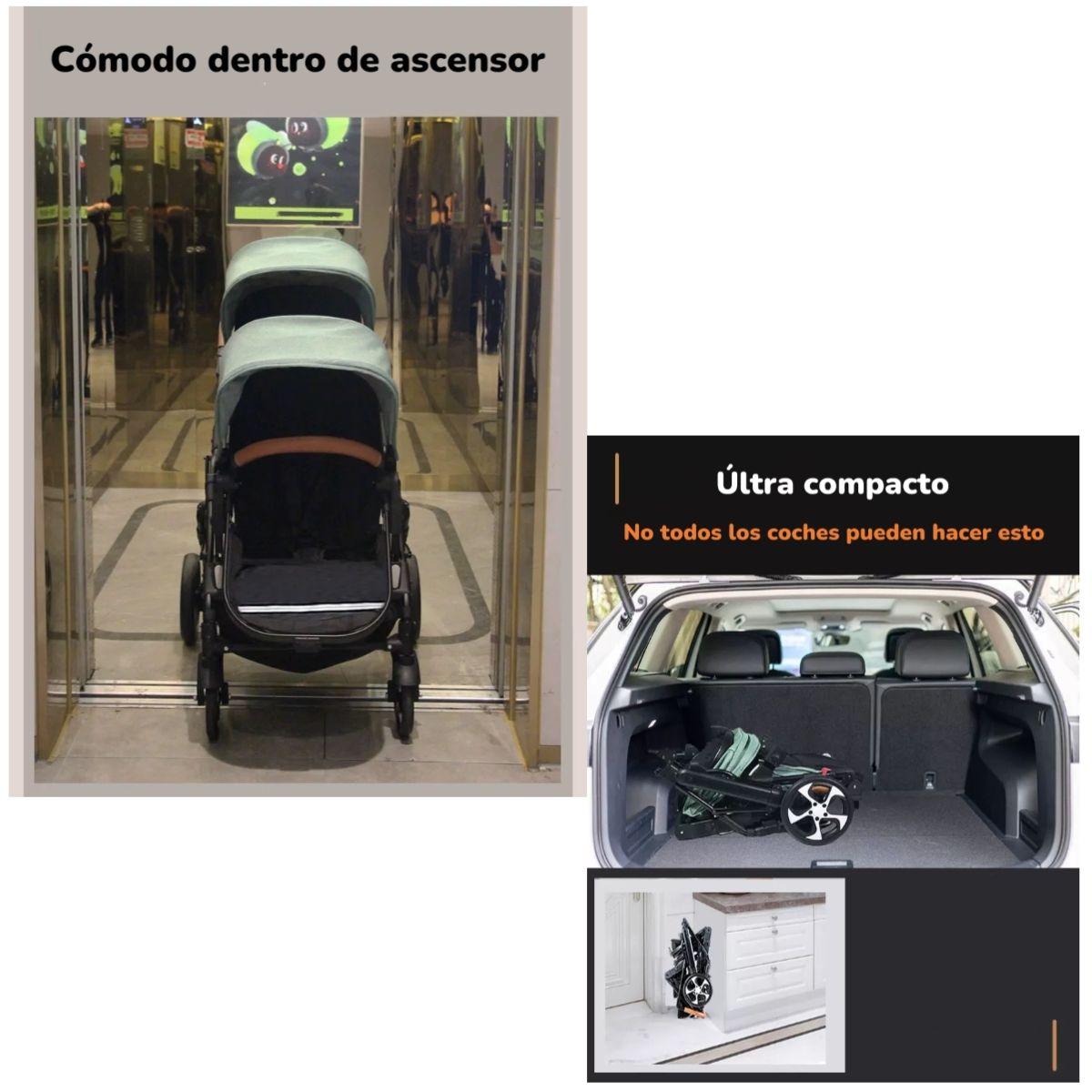 Coche Cuna Doble Multiposiciones Compacto Negro By LuBabycas-6