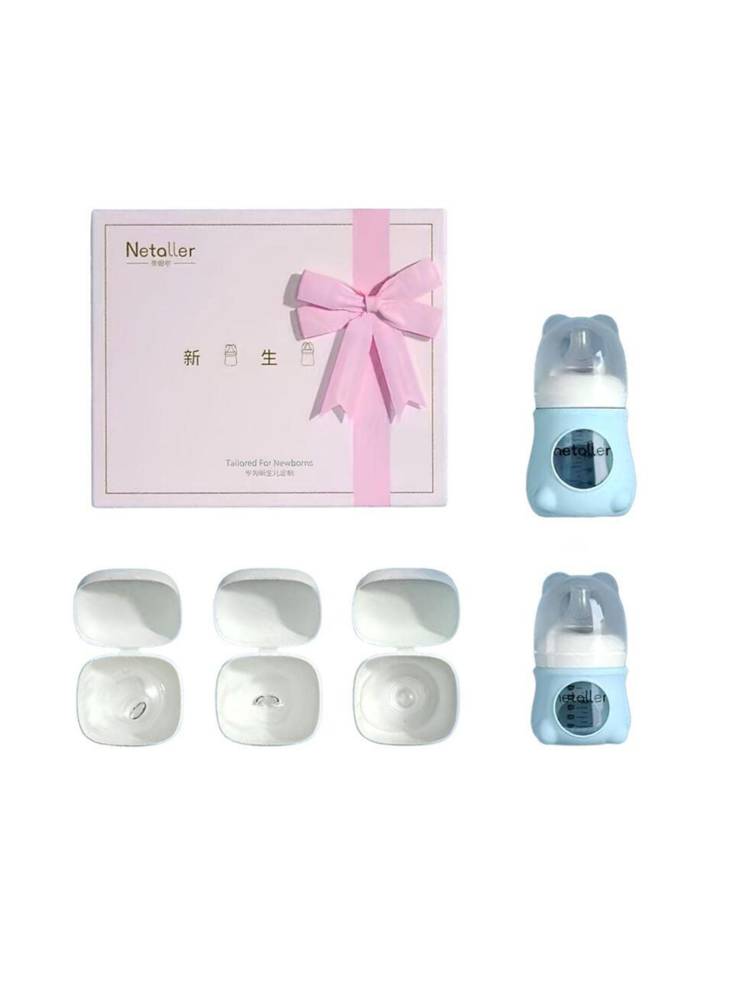 Set 2 Mamaderas Con Protectores 3 Chupetes Caja Lubabycas-1
