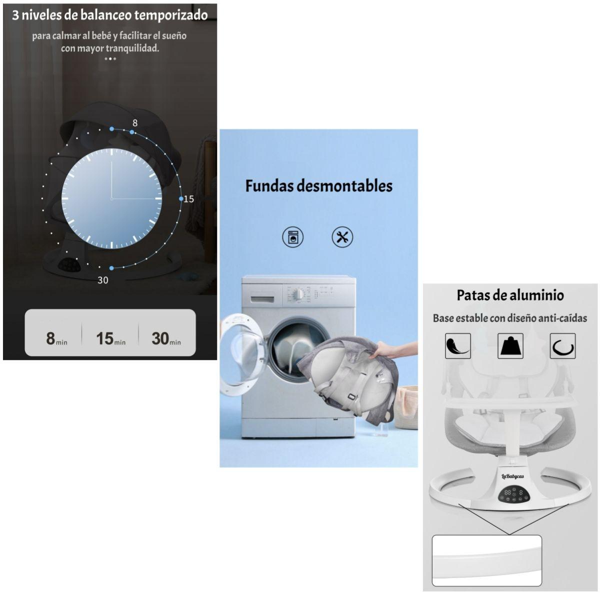 Mecedora Eléctrica 2 En 1 Bluetooth Yoya Rosada LuBabycas-4
