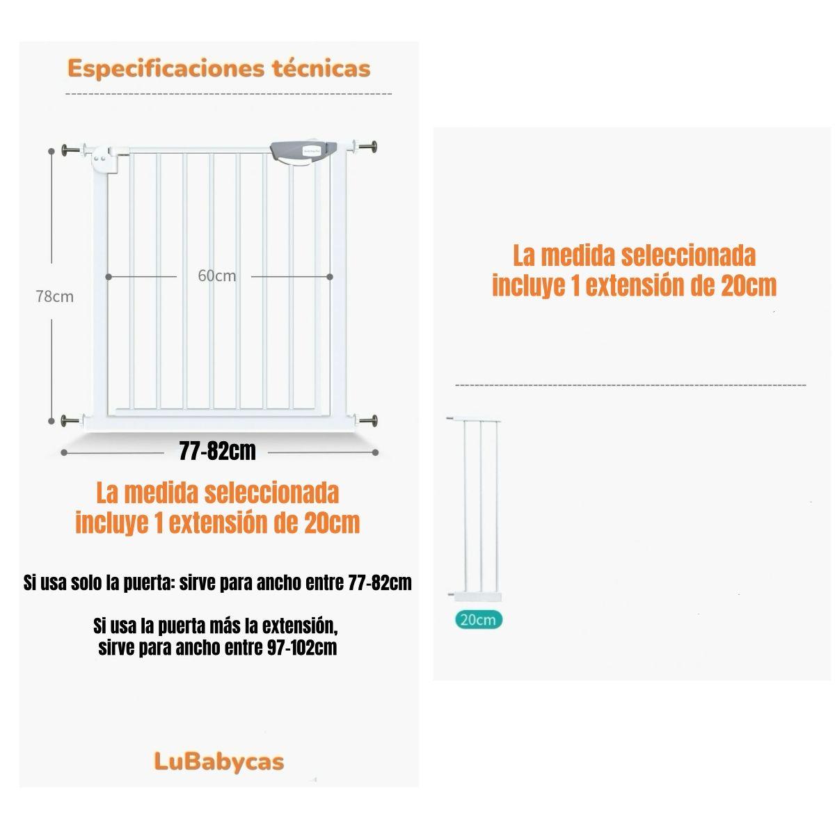 Puerta Seguridad Reja Expandible Bebé 77-102cm LuBabycas-7