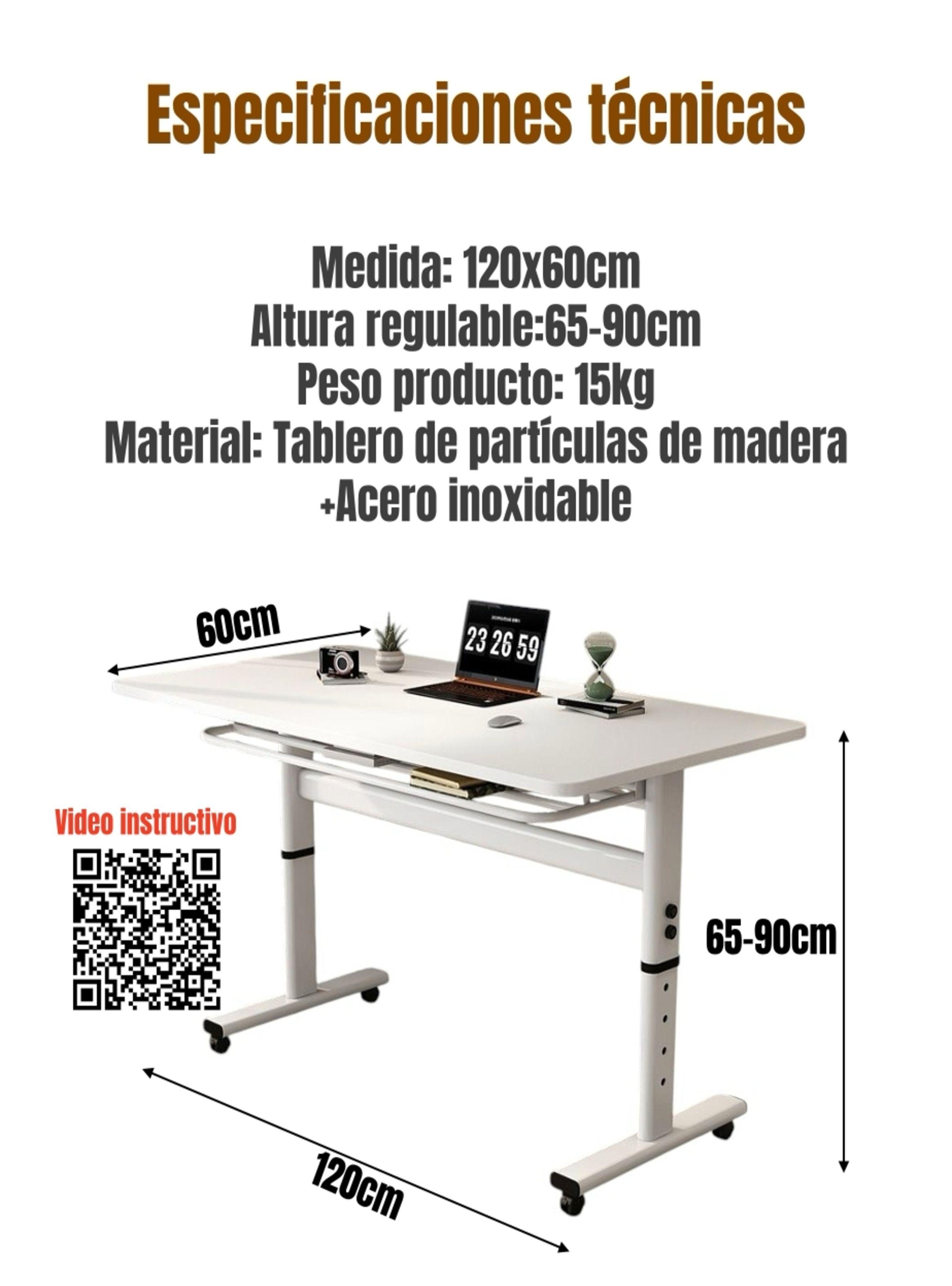 Escritorio Moment Plegable Regulable Móvil 120x60cm-7