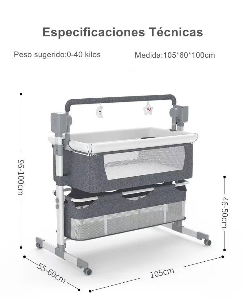 Cuna Colecho Mecedora Eléctrica Rosada Lubabycas-7