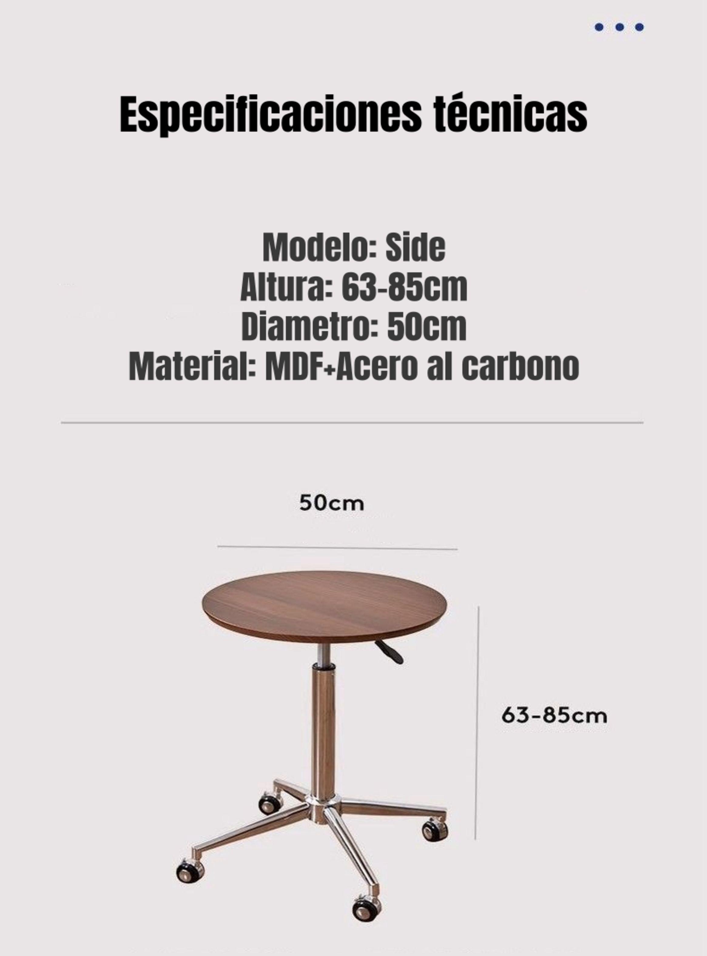 Mesa Lateral Auxiliar Centro Regulable 63-85cm Side Café-8
