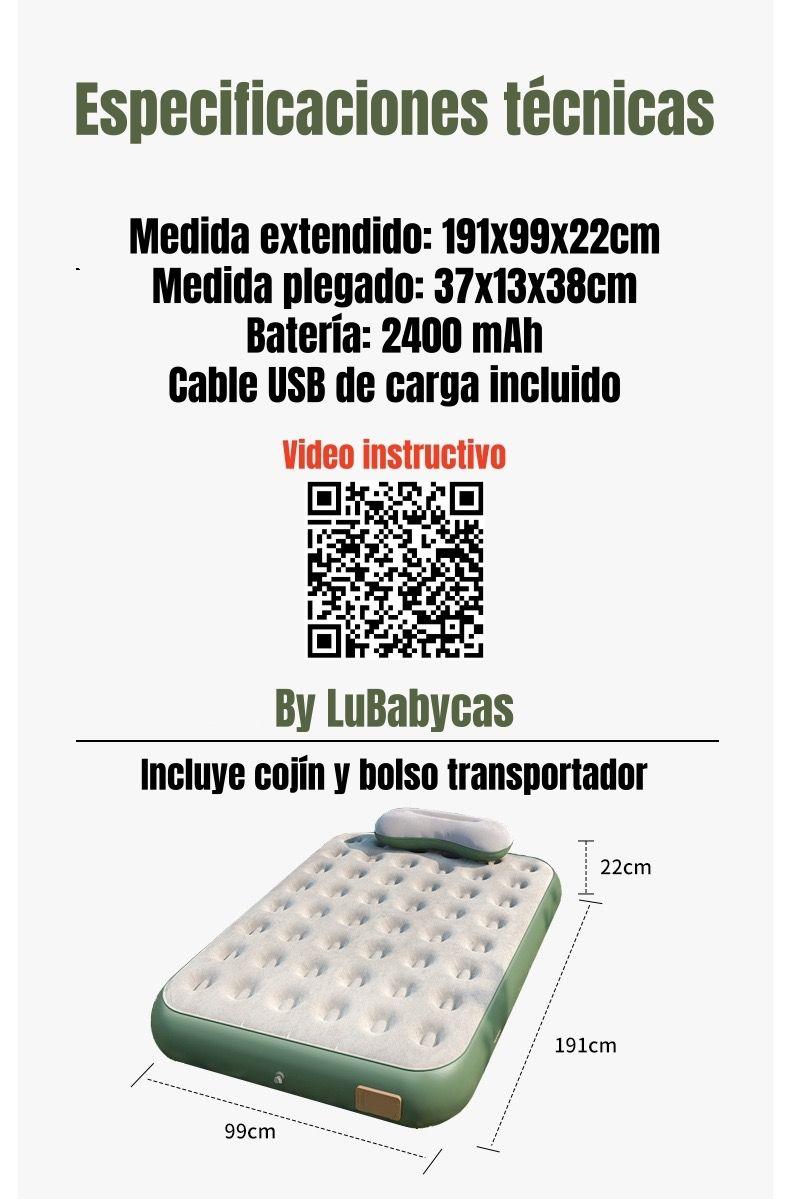 Colchón Cama Inflable Eléctrico Con Cojín Bolso 1 Plaza-7