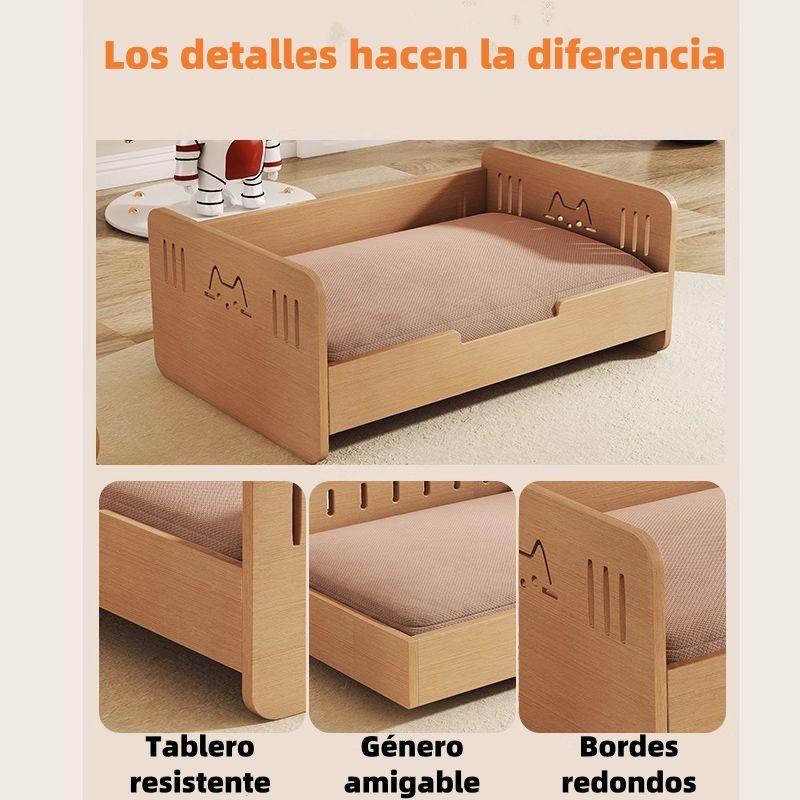 Cama Para Mascotas Madera Con Colchón 50x70cm By LuBabycas-2