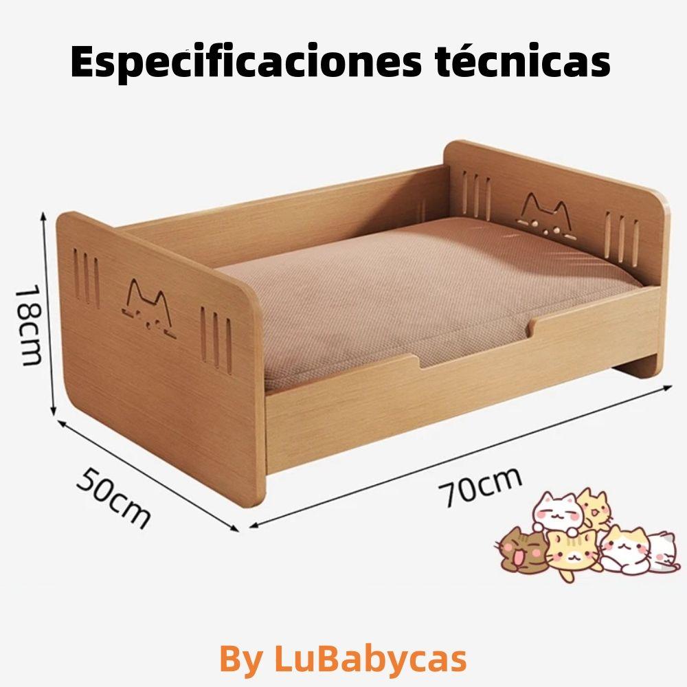 Cama Para Mascotas Madera Con Colchón 50x70cm By LuBabycas-7