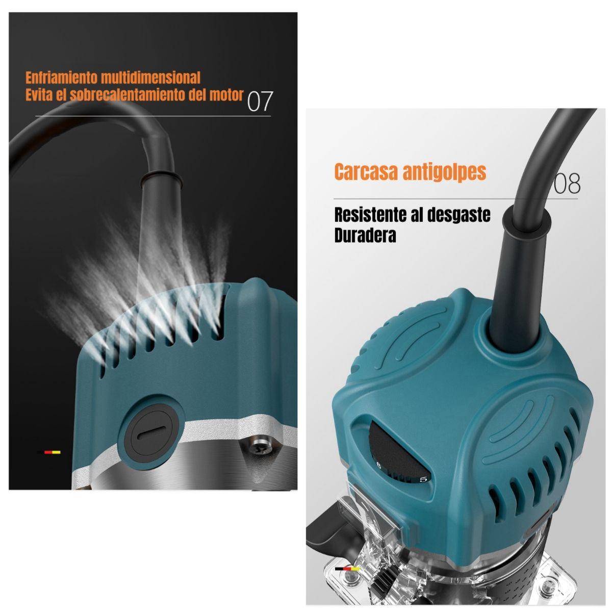 Kit Fresadora Recortadora 800W 6,35mm 15 Fresas Con Caja K01-4