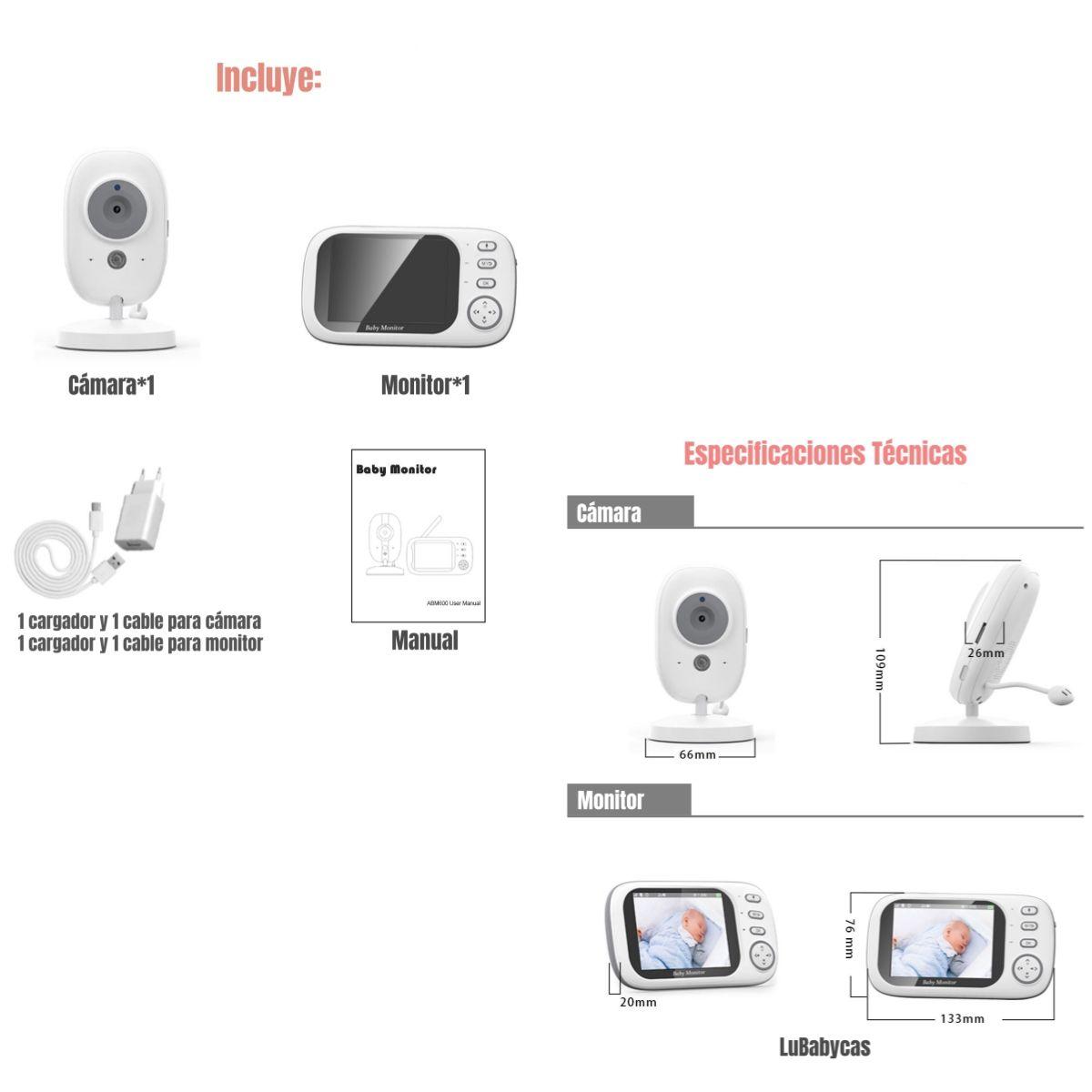 Cámara Monitor Inteligente 3.5″ Pantalla 720P LuBabycas-7