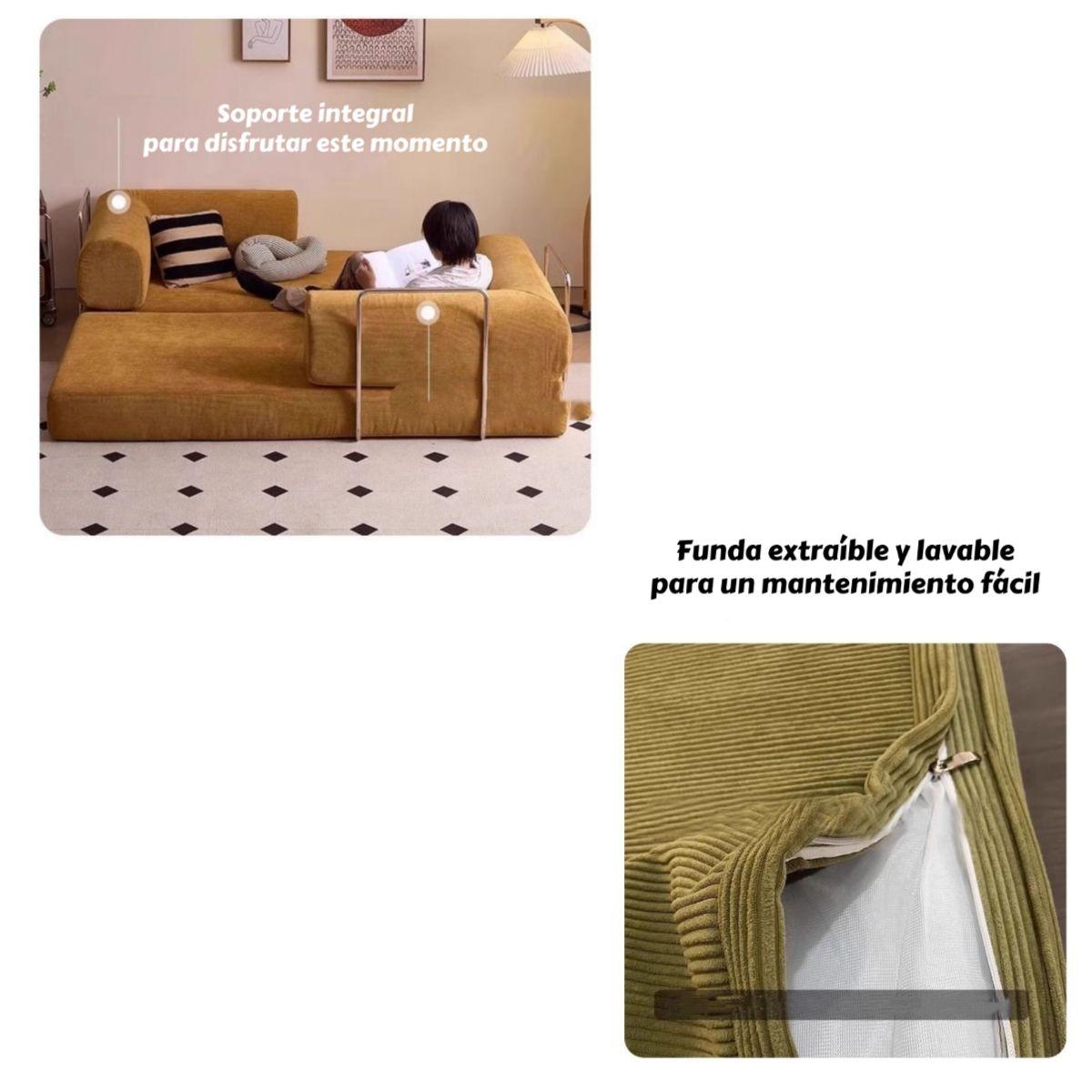 Sillon Sofa Cama Comprimido Combinable 203cm K17 Verde-5