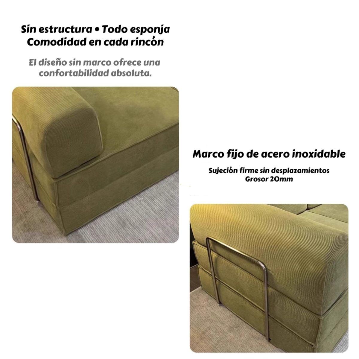 Sillon Sofa Cama Comprimido Combinable 203cm K17 Verde-6