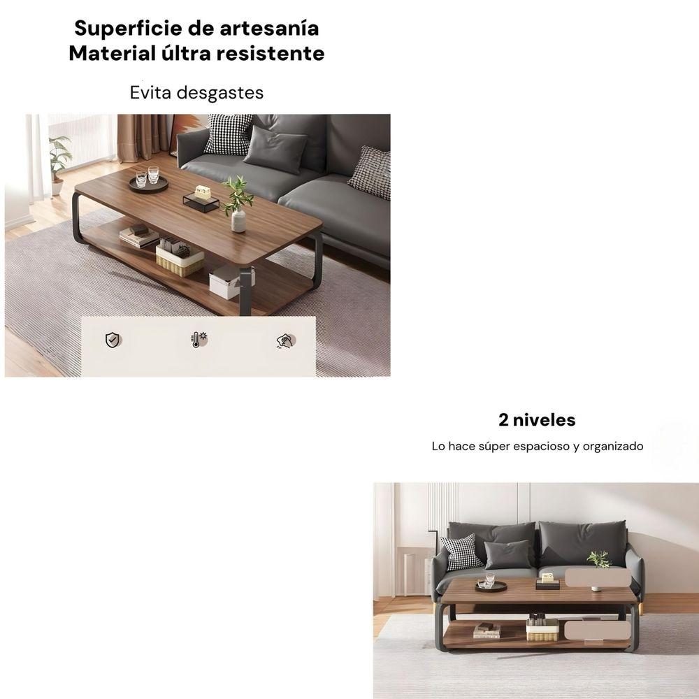 Mesa De Centro Rectangular 2 Niveles 120x60x43cm LuBabycas-6