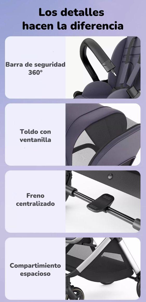 Coche De Paseo De Aluminio 2 Modos EMU Azul LuBabycas-6